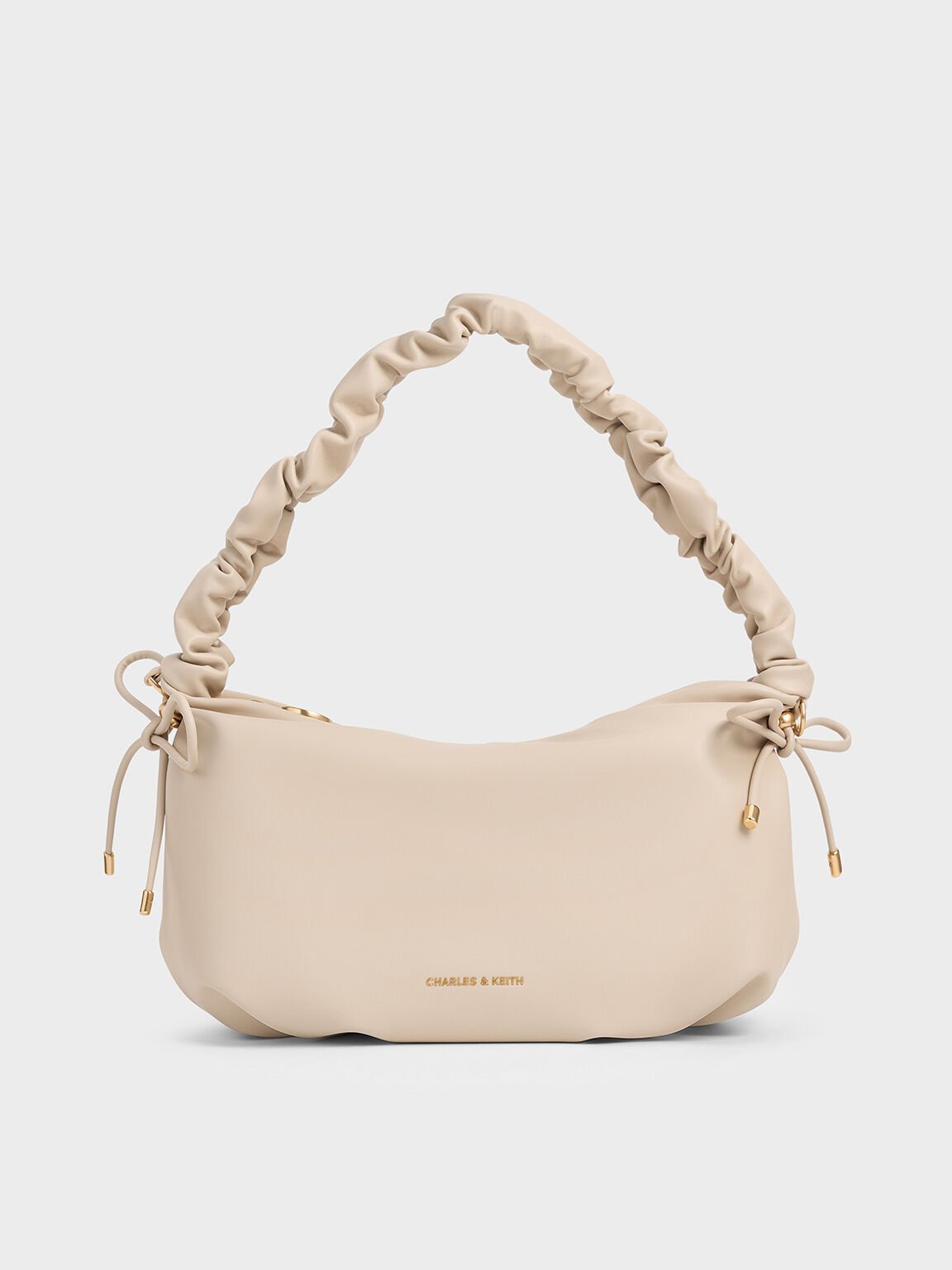 Bolso hobo Maisy con asa fruncida, Oat, hi-res