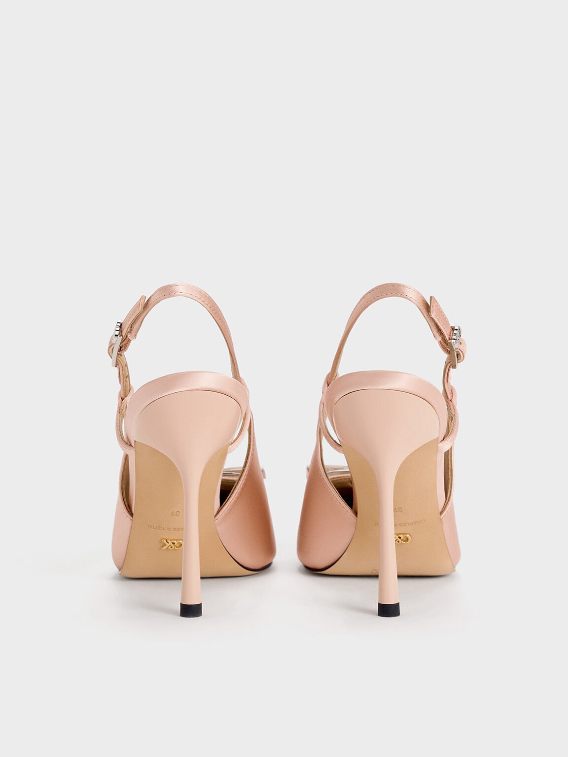 Recycled Polyester Bow Slingback Pumps, Pink, hi-res