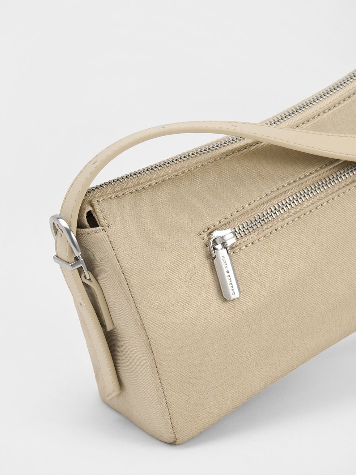 Bolso de hombro con doble bolsa, Beige, hi-res