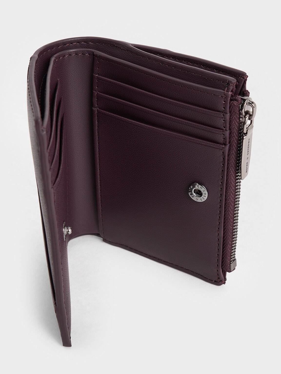 Cartera trin con bordes de punto, Plum, hi-res