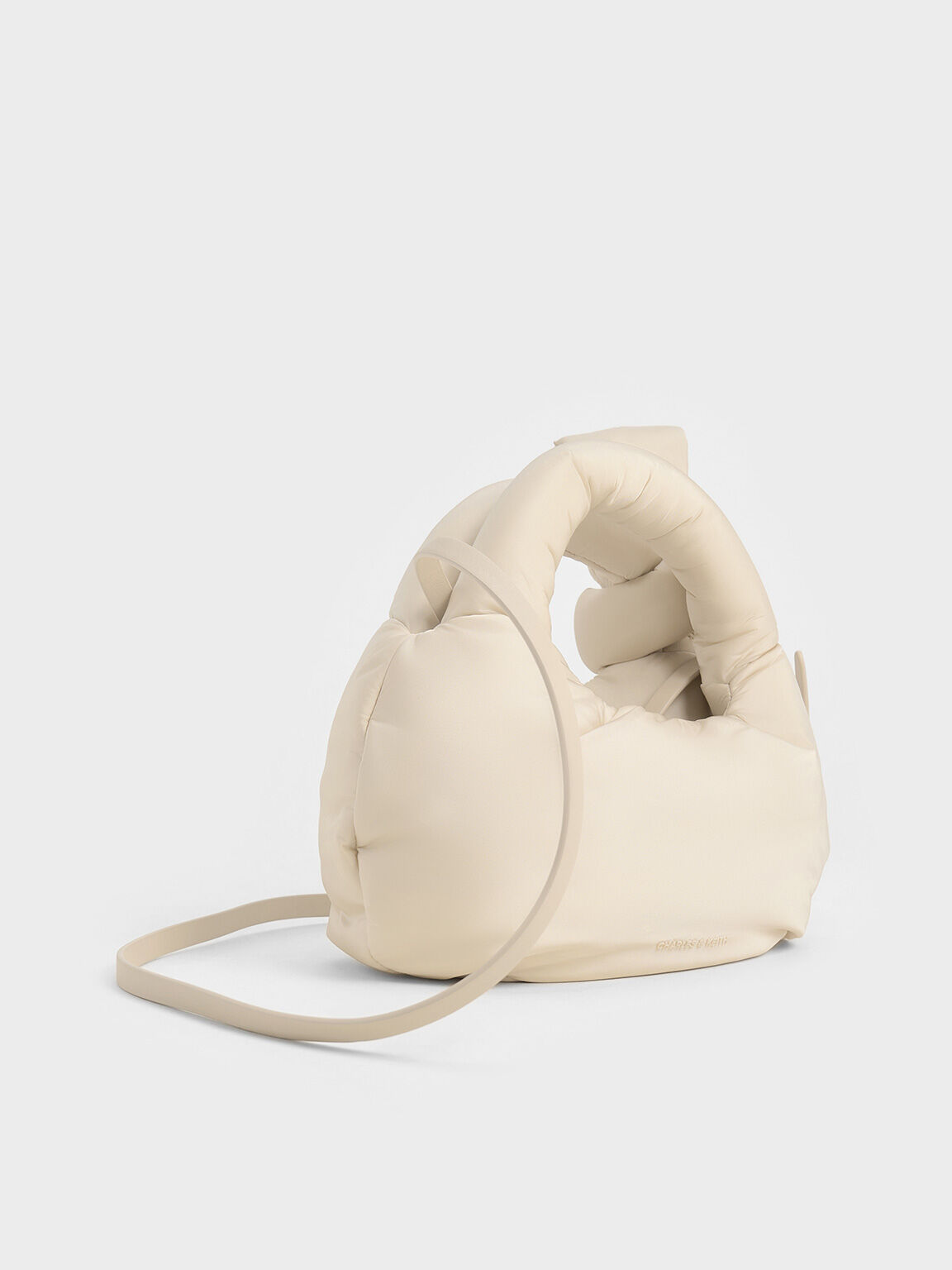 Delilah Nylon Bow Puffy Bag, Oat, hi-res