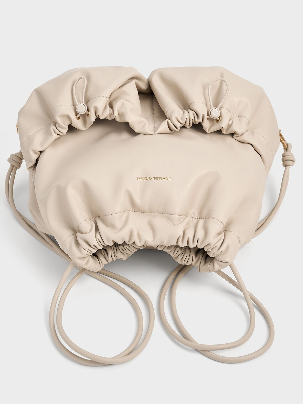Maisy Ruched Drawstring Backpack, Oat, hi-res