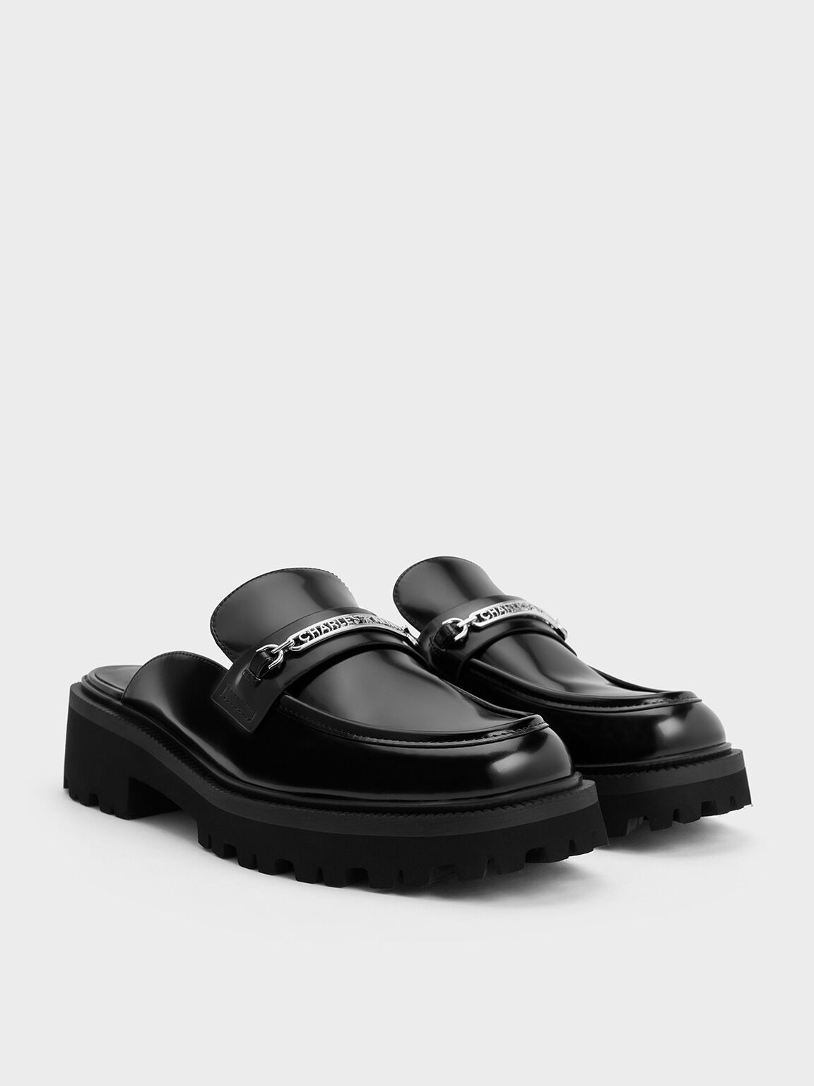 Remy Metallic-Accent Loafer Mules, Black Box, hi-res
