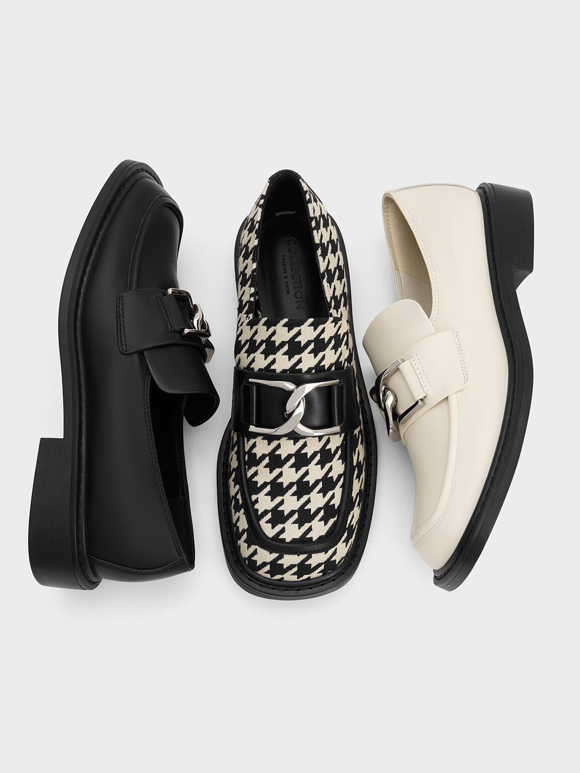 Gabine Leather Houndstooth Loafers, Multi, hi-res