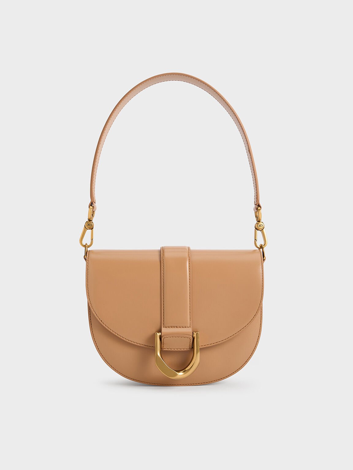 Bolso saddle Gabine de cuero, Toffee, hi-res