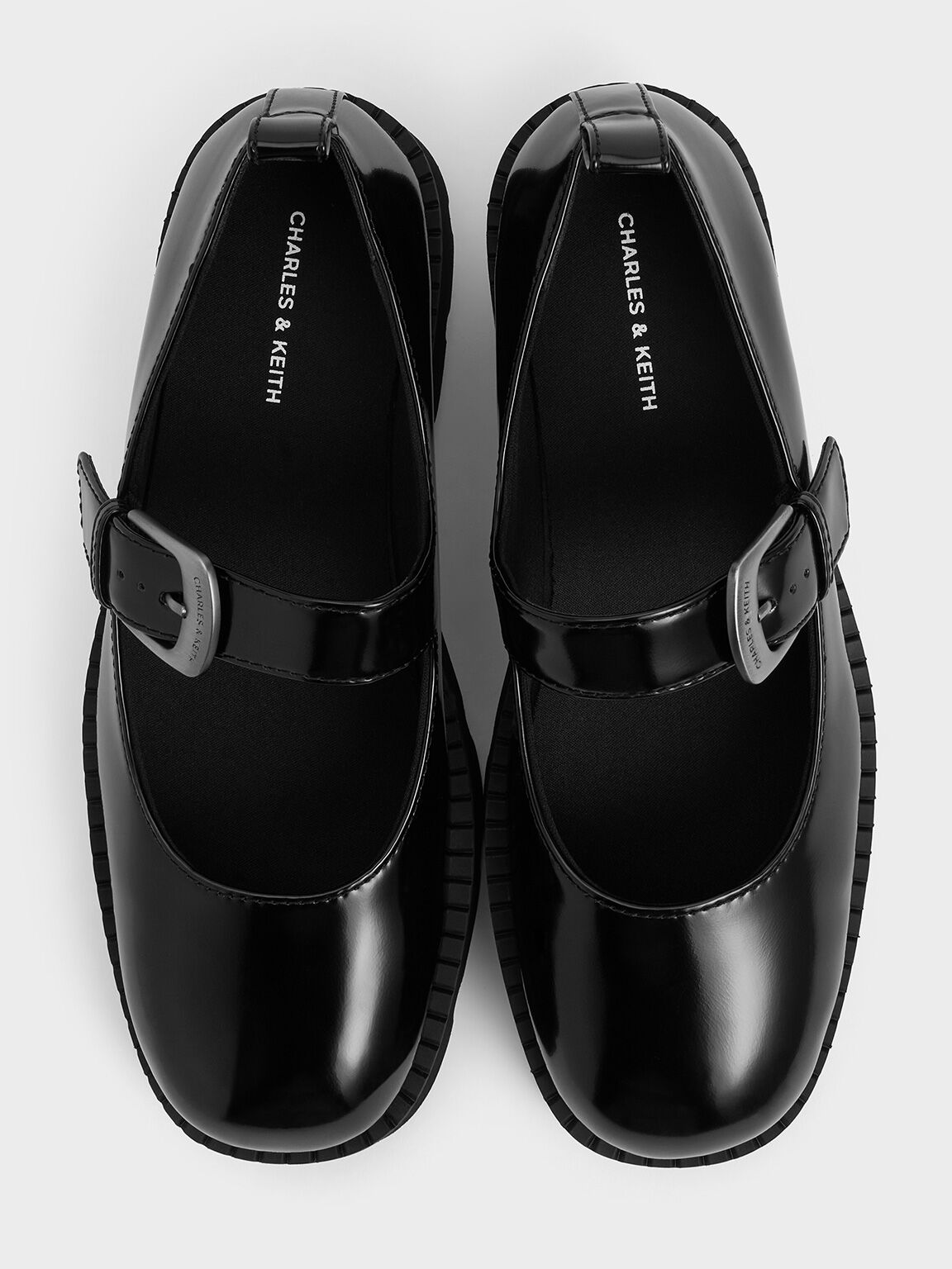 Buckled Ridged-Sole Chunky Mary Janes, Black Box, hi-res