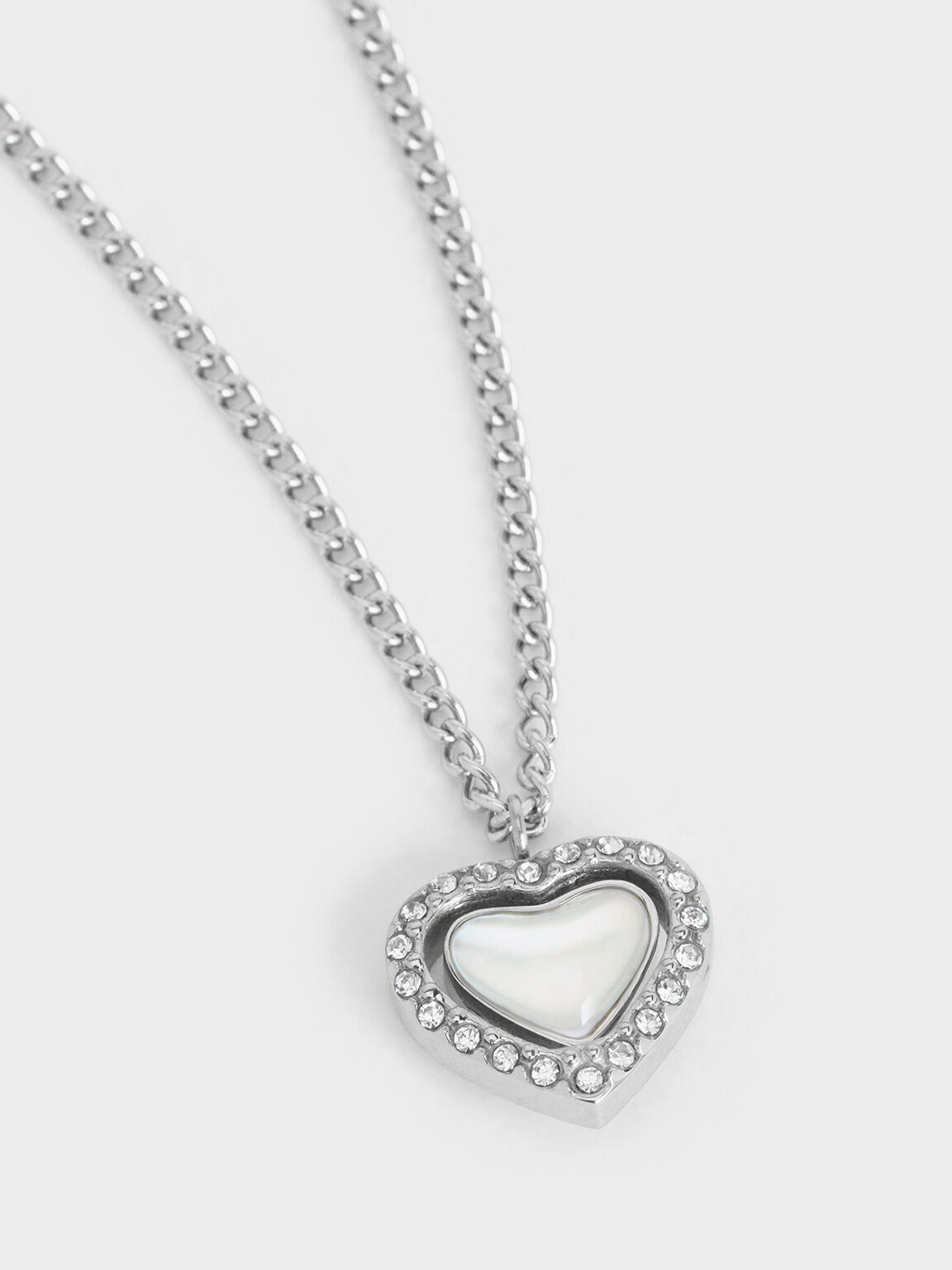 Annalise Crystal Heart-Stone Necklace, Silver, hi-res