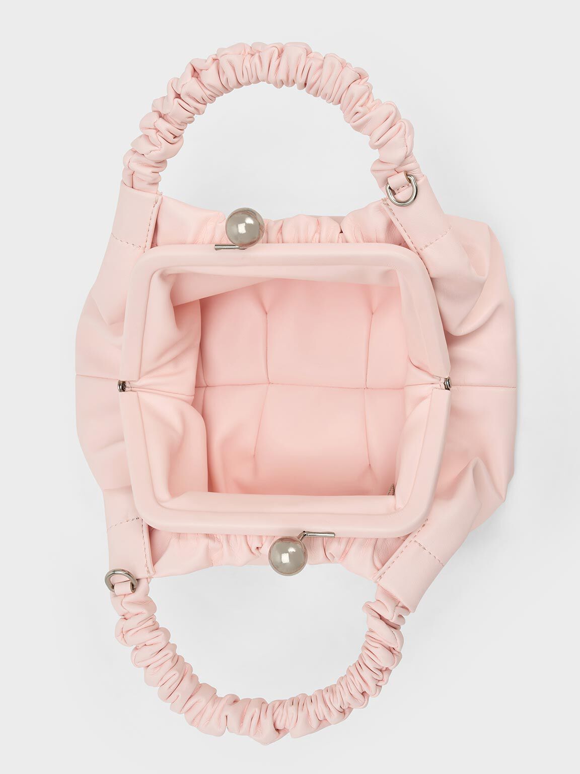 Eve Ruched-Handle Trapeze Bag, Light Pink, hi-res