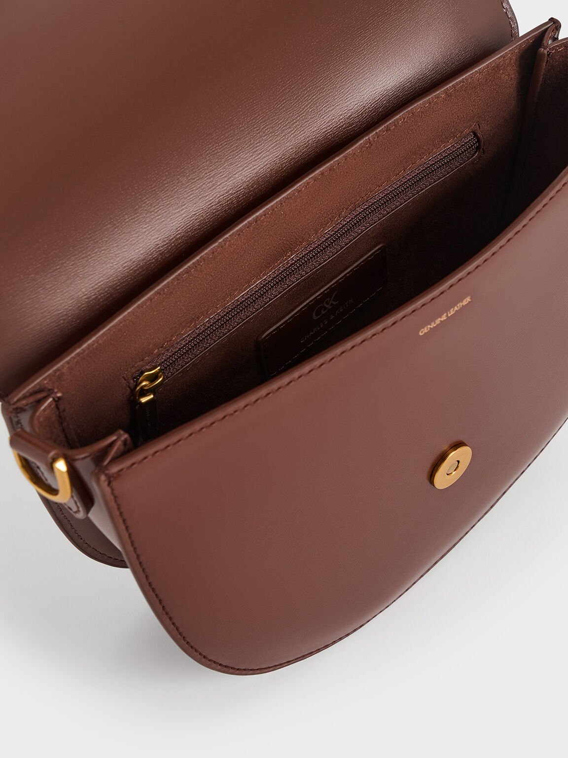 Gabine Leather Saddle Bag, Dark Brown, hi-res