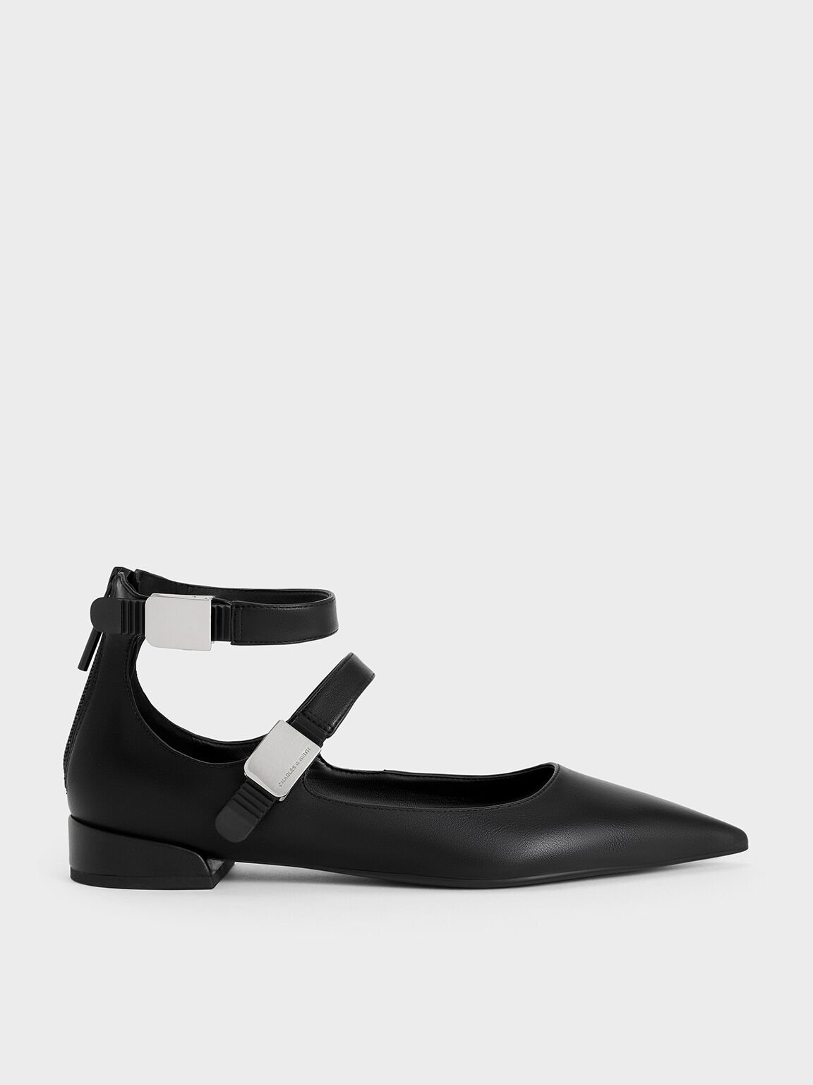 Robbie Pointed-Toe Mary Jane Flats, Black, hi-res