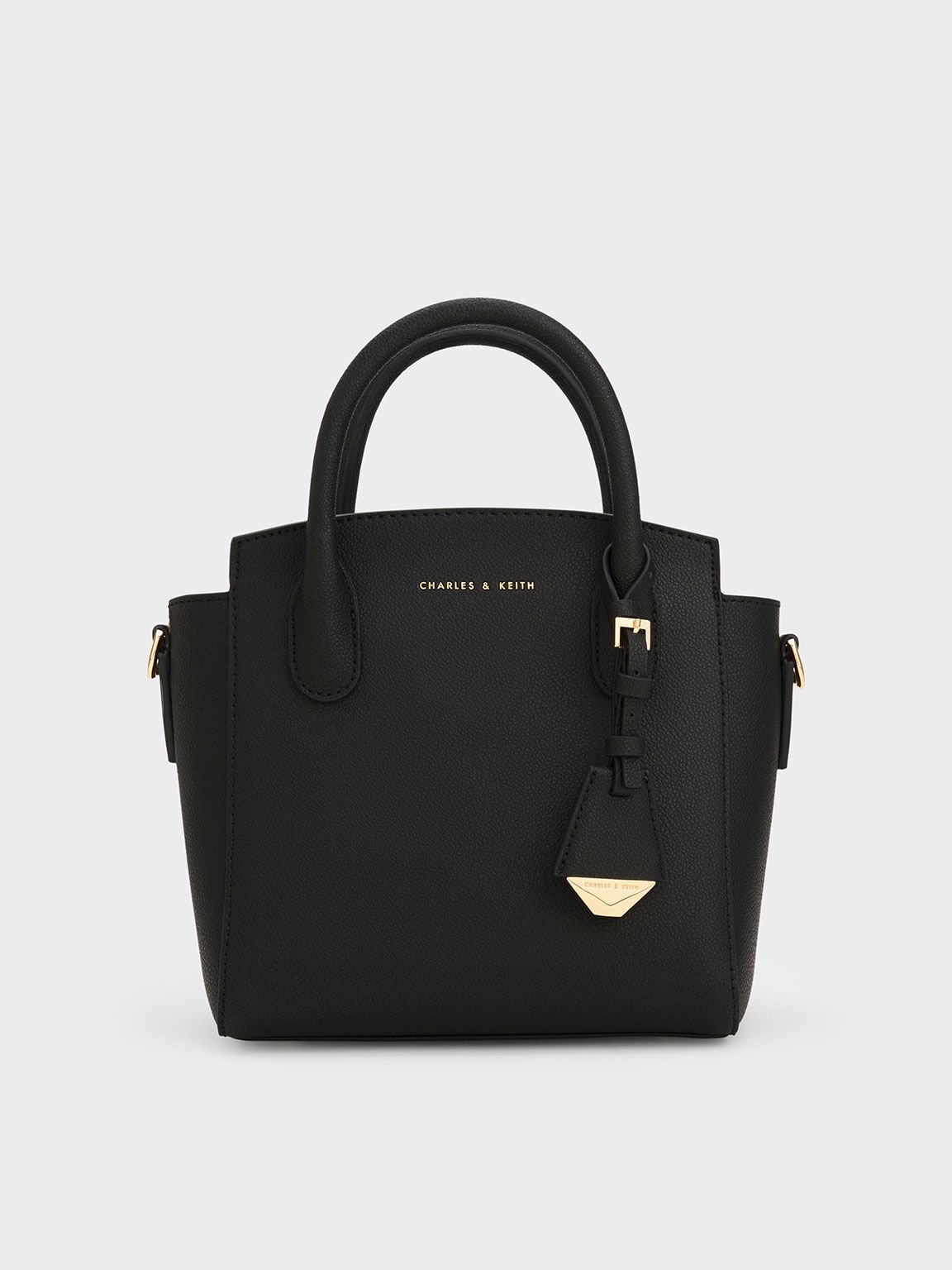 Harper Structured Top Handle Bag, Black, hi-res