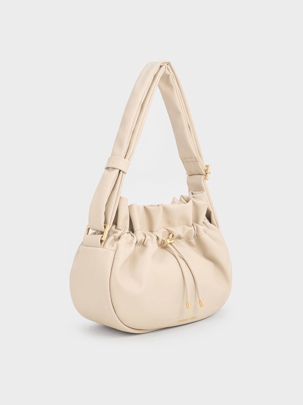 Mini Maisy Ruched Drawstring Hobo Bag, Oat, hi-res