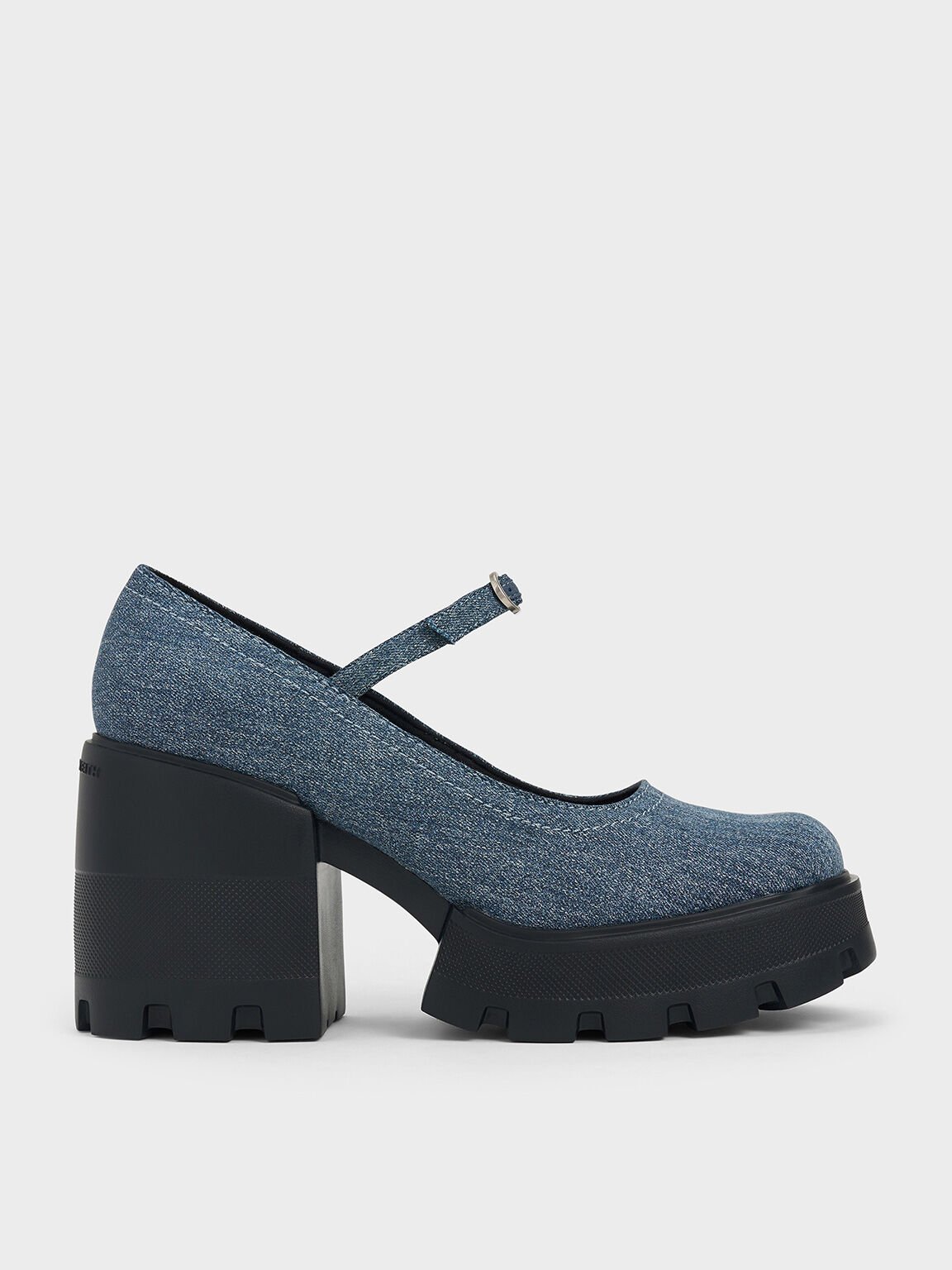 Mary Janes de plataforma en denim con hebilla, Azul mezclilla, hi-res