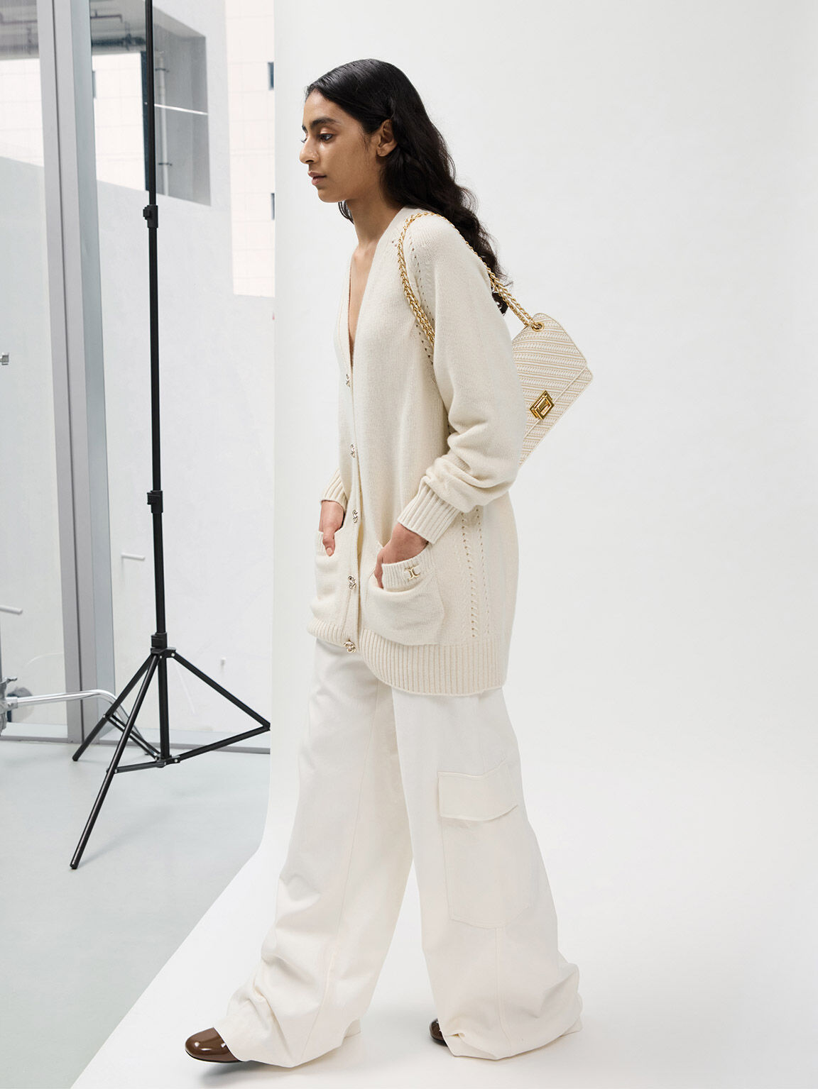 Everline Woven Braided-Strap Shoulder Bag, White, hi-res