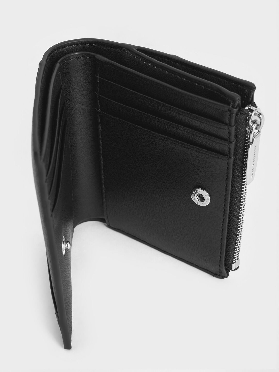 Cartera trin con bordes de punto, Noir, hi-res