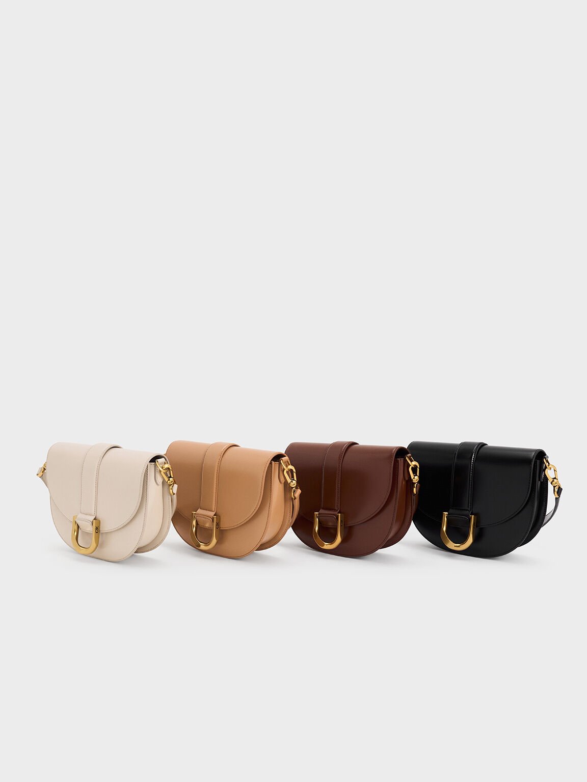 Bolso saddle Gabine de cuero, Oat, hi-res