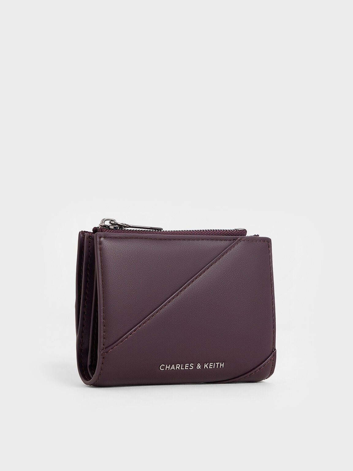 Cartera trin con bordes de punto, Plum, hi-res