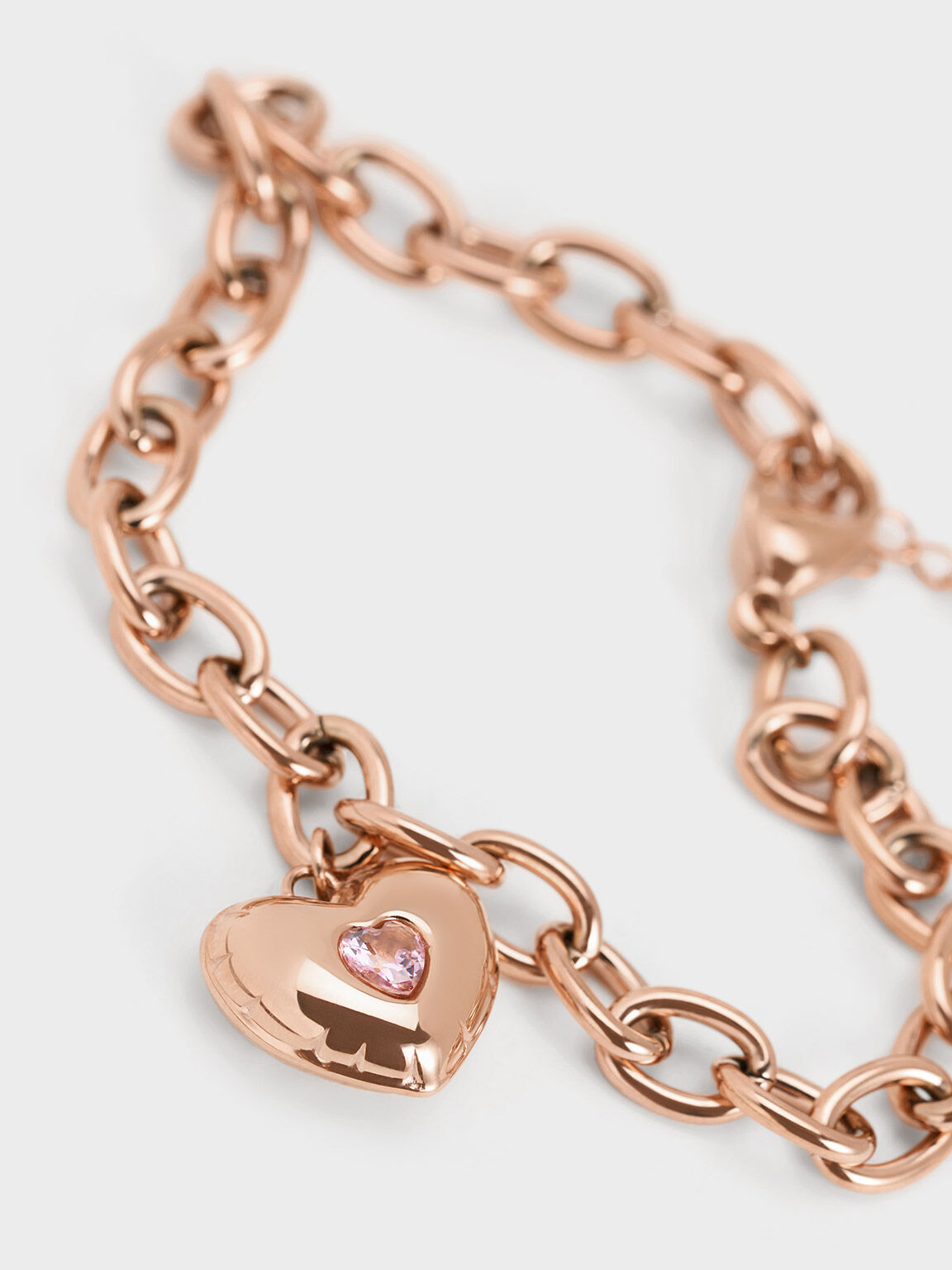 Rose Gold Bethania Heart Crystal Chain-Link Bracelet - CHARLES & KEITH PL
