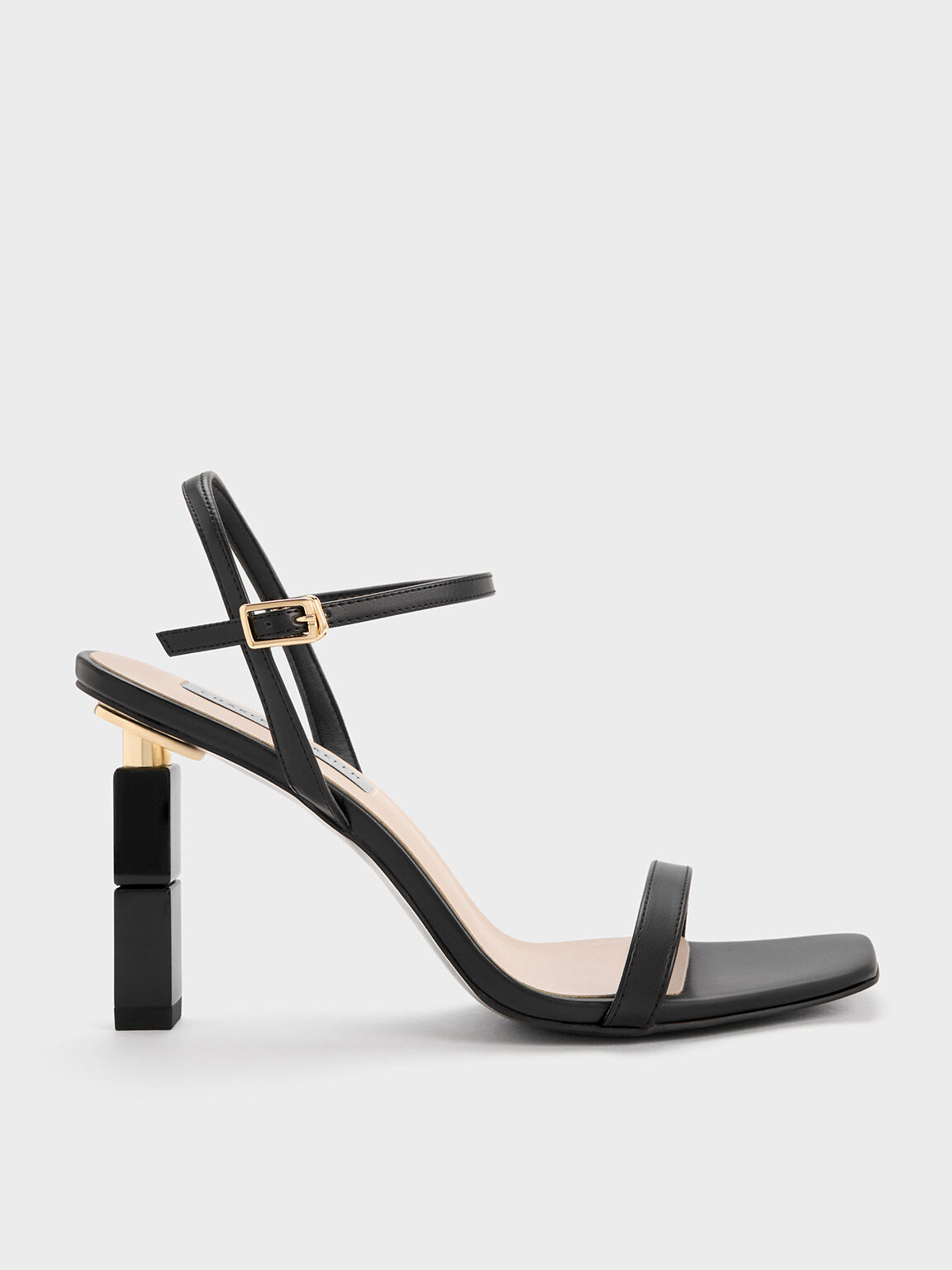 Black Sculptural Heel Sandals - CHARLES & KEITH FR
