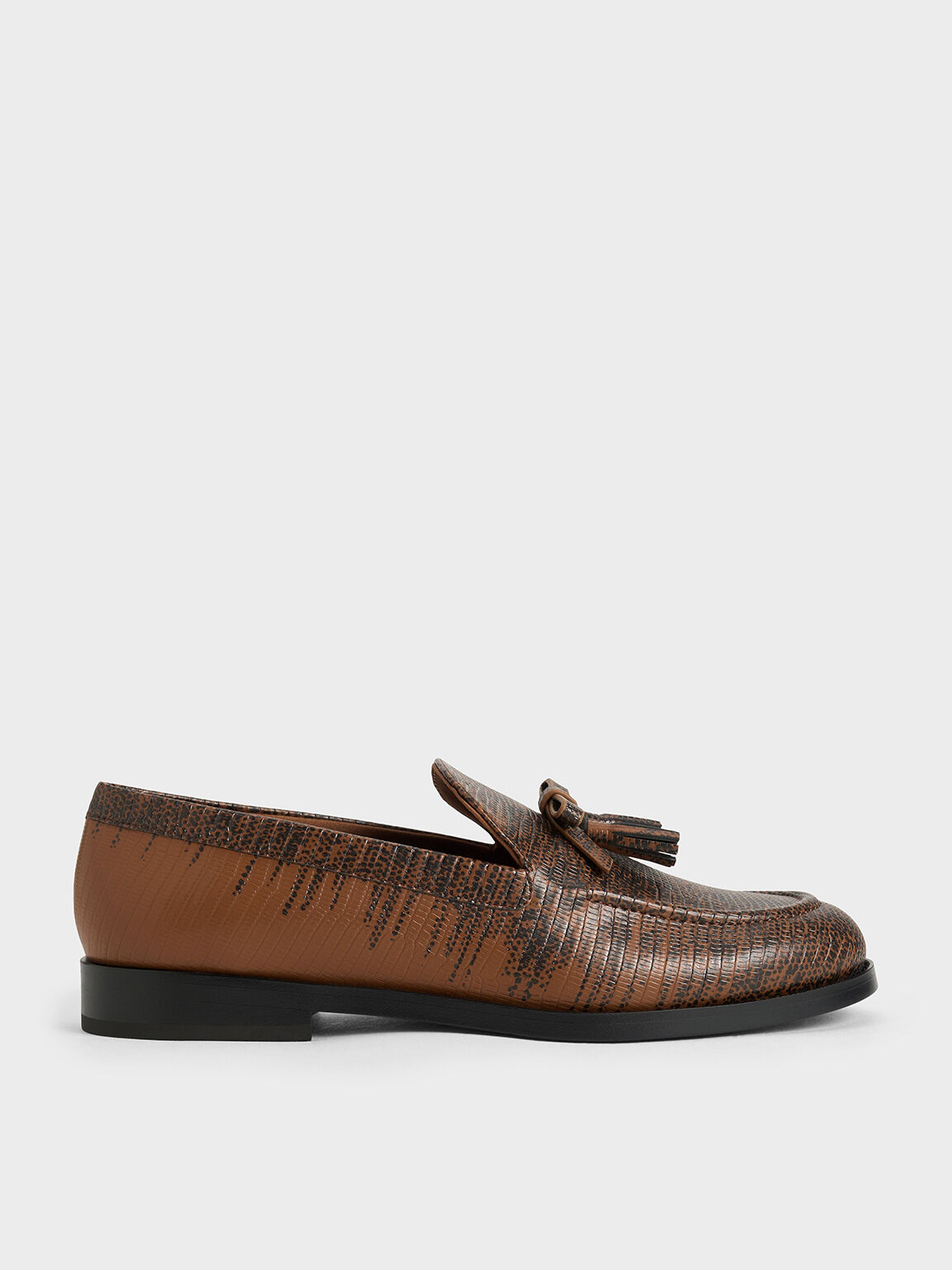 Bow Tassel Loafers, Animal Print Brown, hi-res