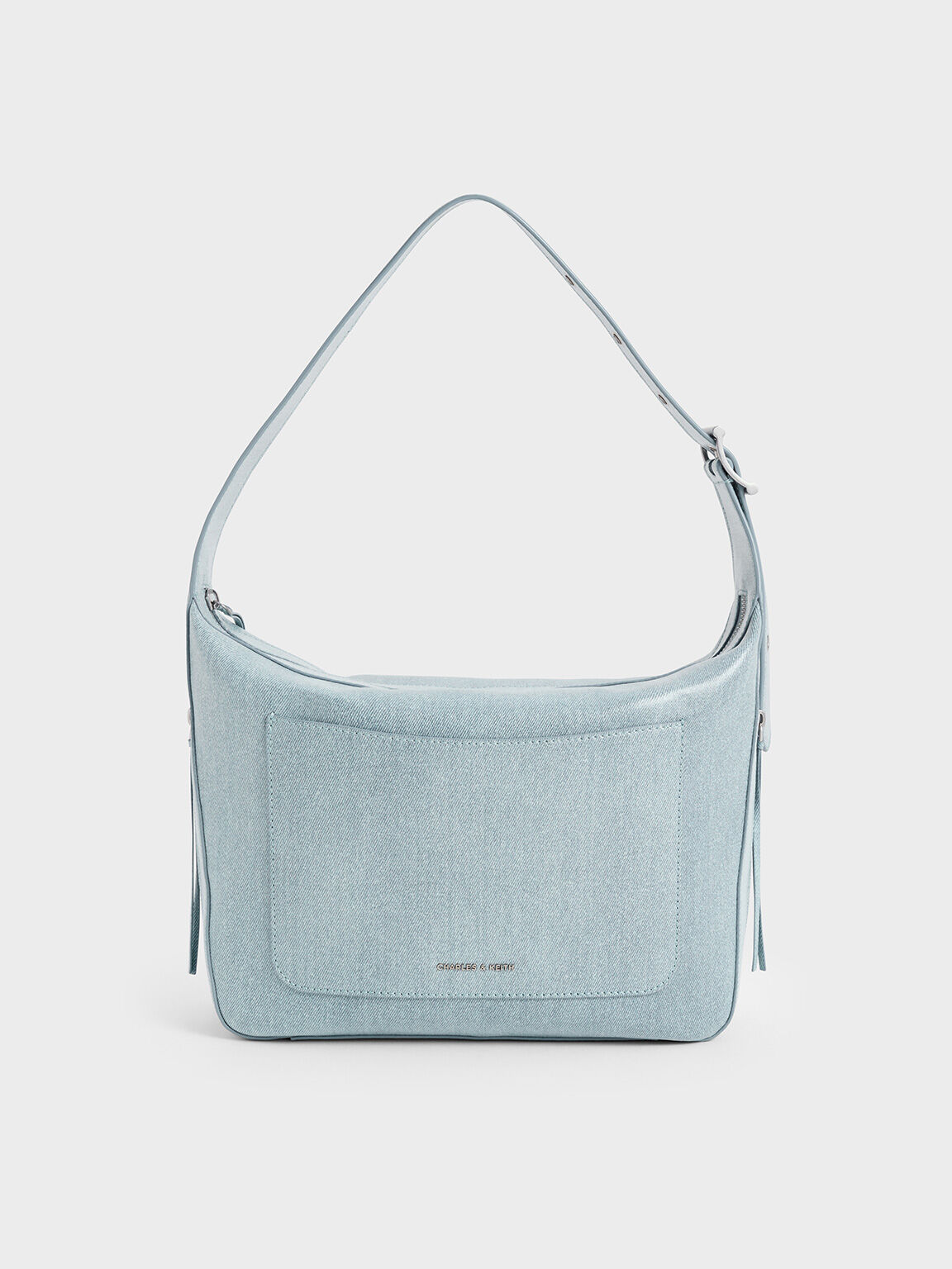 Bolso hobo Xylia de denim, Azul mezclilla, hi-res