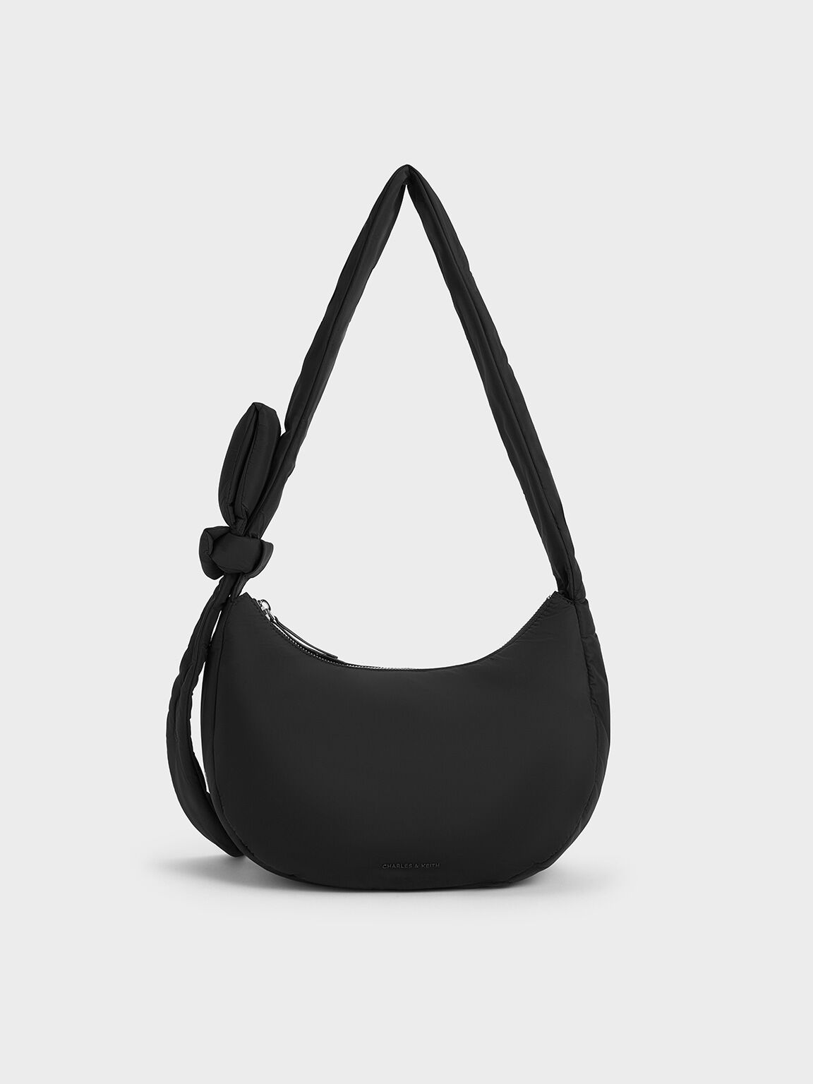 Delilah Nylon Knotted Hobo Bag, Noir, hi-res