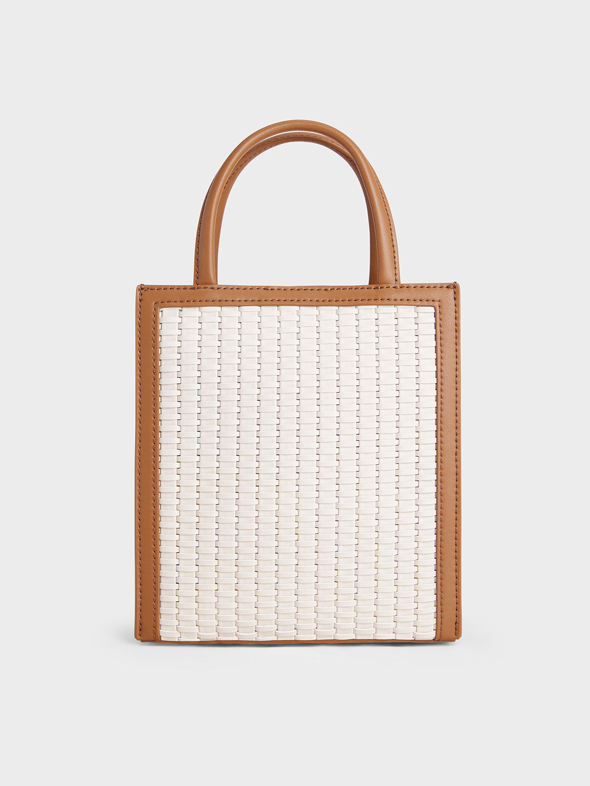 Woven Double Handle Tote Bag, Chocolate, hi-res
