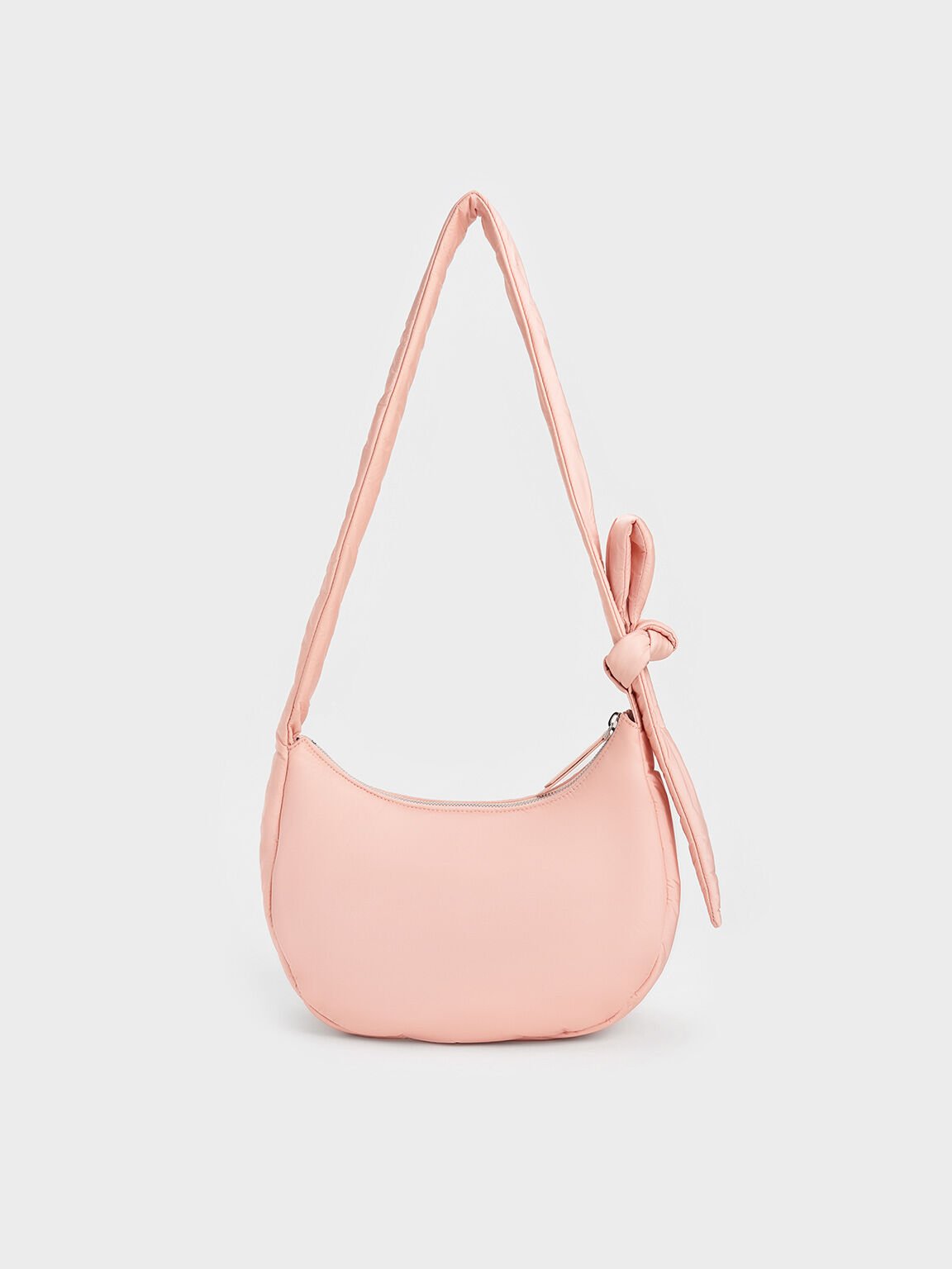 Bolso hobo Delilah de Nylon con detalles anudados, Rosa, hi-res