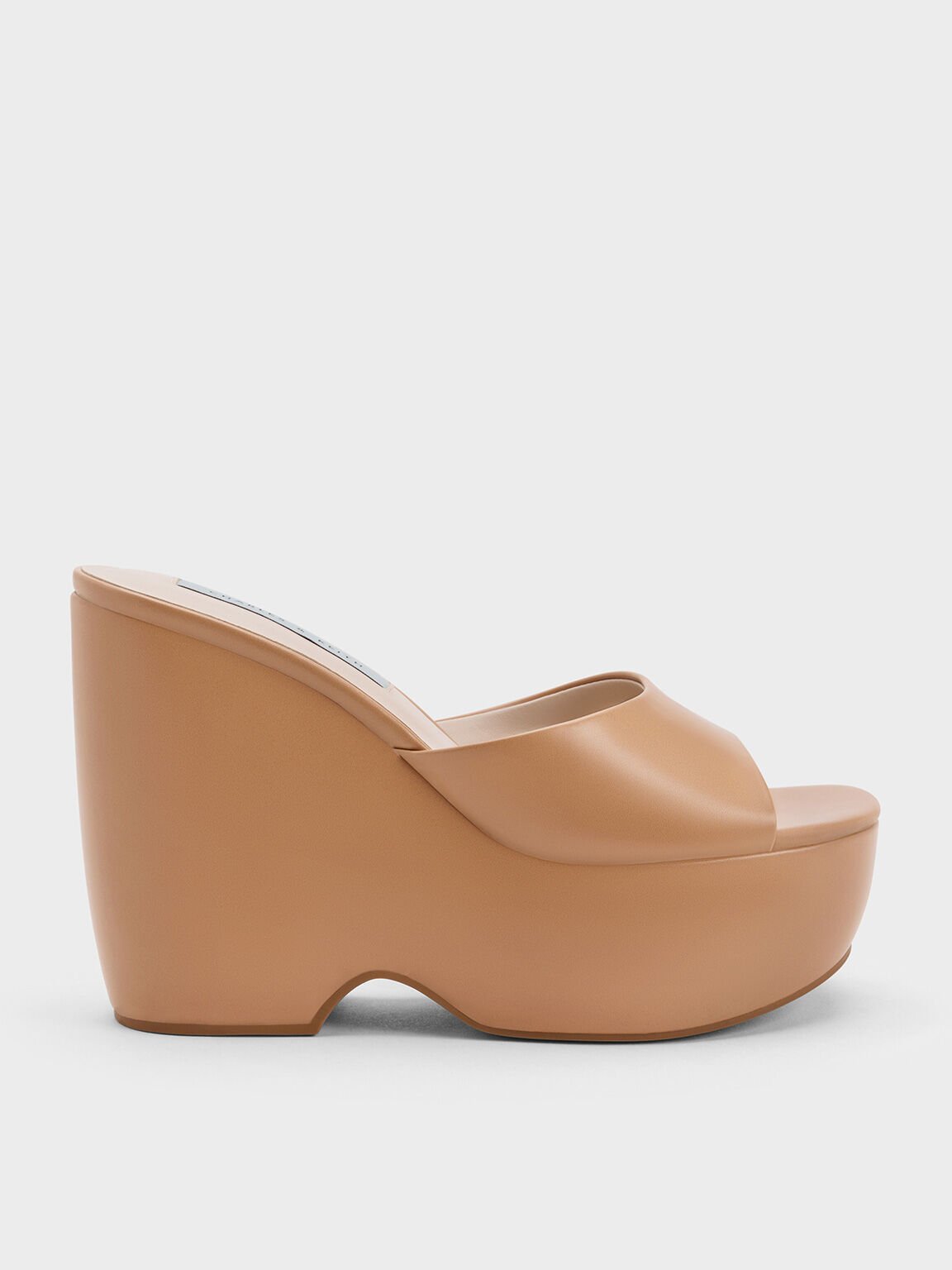 Chunky Platform Wedge Mules, Sand, hi-res