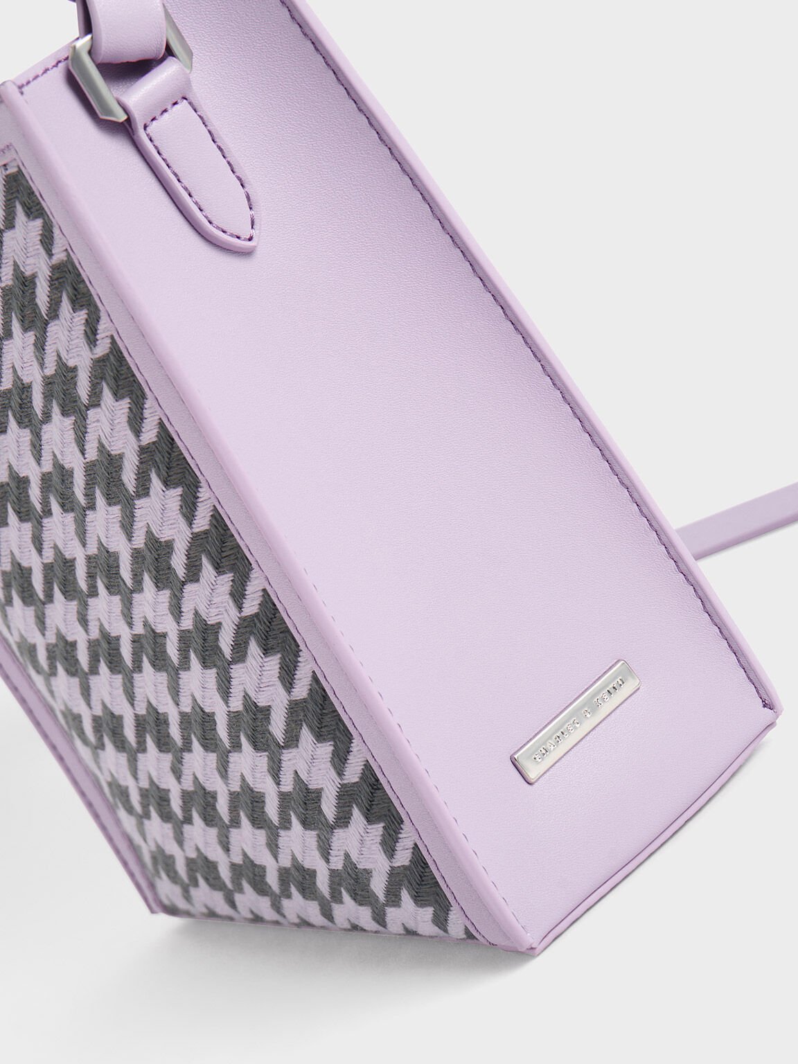 Houndstooth Double Handle Tote Bag, Lilac, hi-res