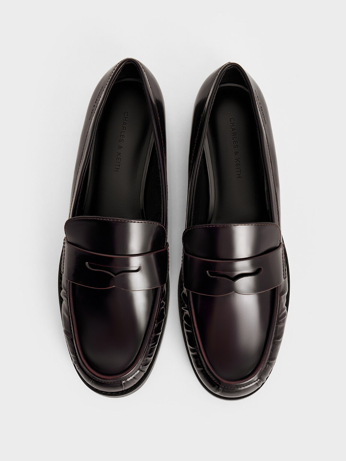 Ruched Penny Loafers, Burgundy, hi-res