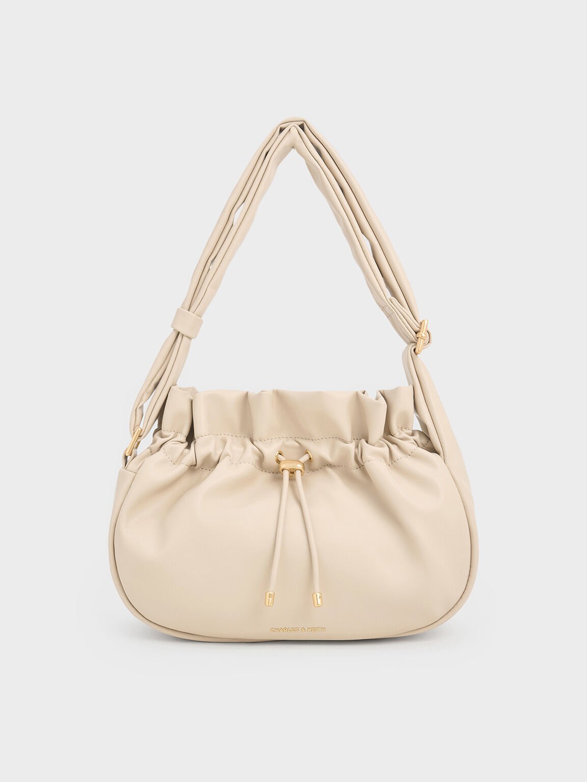 Mini Maisy Ruched Drawstring Hobo Bag, Oat, hi-res