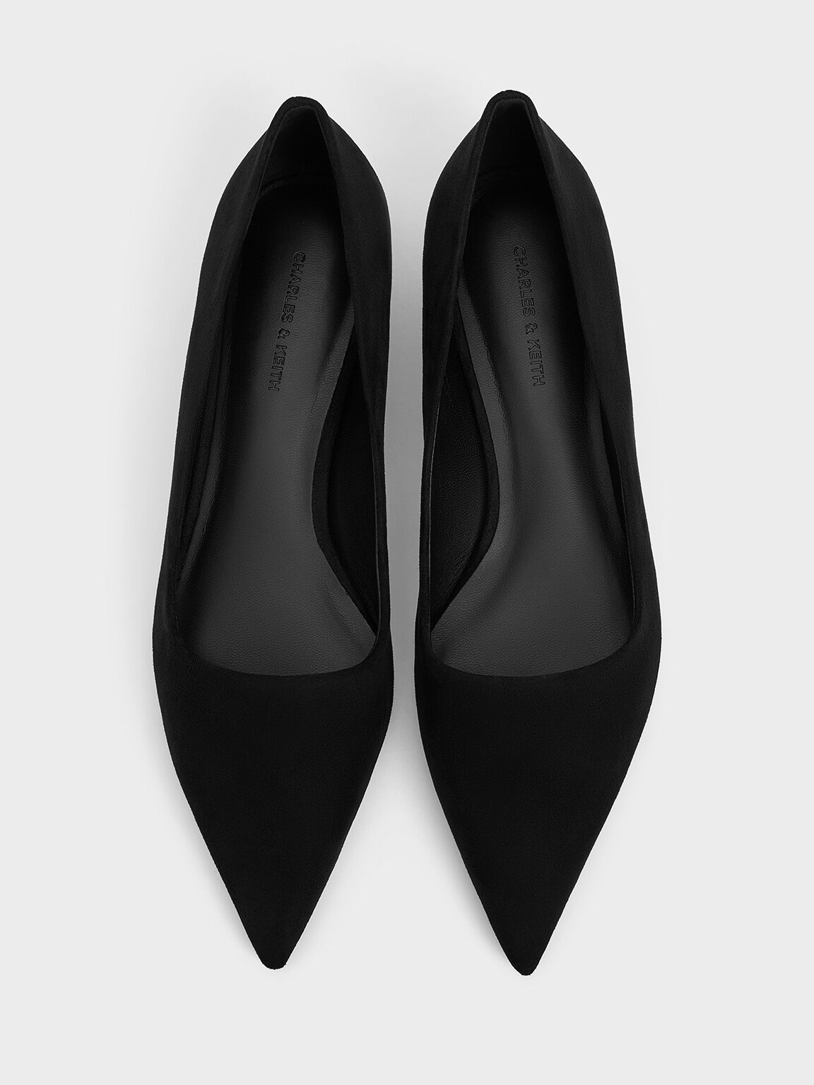 Textured Pointed-Toe Kitten-Heel Pumps, Black Textured, hi-res