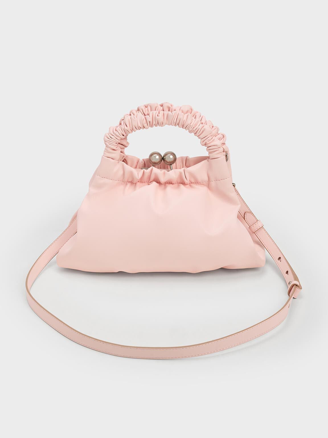 Eve Ruched-Handle Trapeze Bag, Light Pink, hi-res