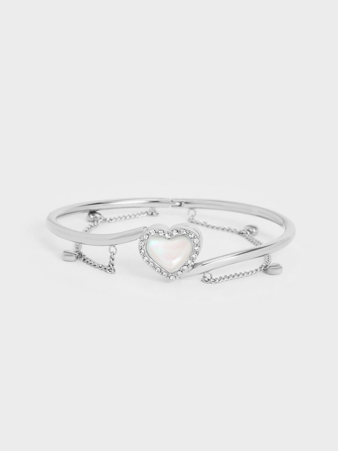 Bracelet à maillons et cristal en forme de coeur Annalise, Argent, hi-res