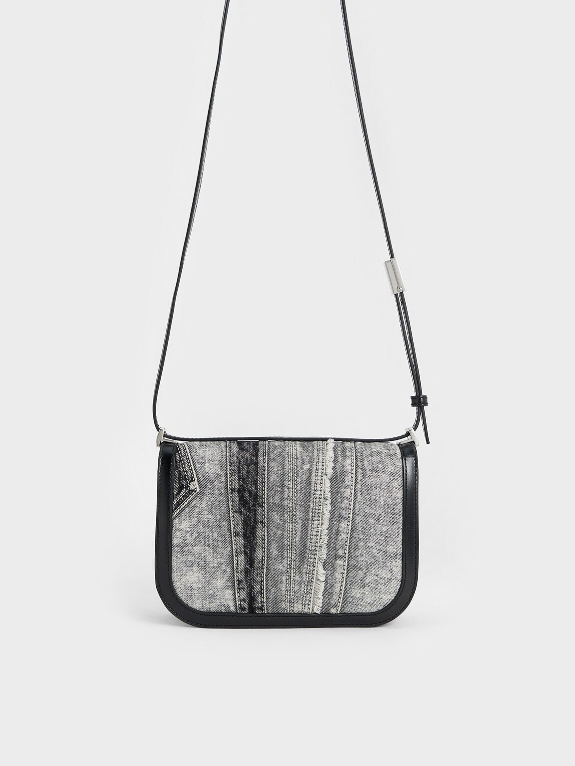 Sac patchwork en denim Charlot, Noir, hi-res