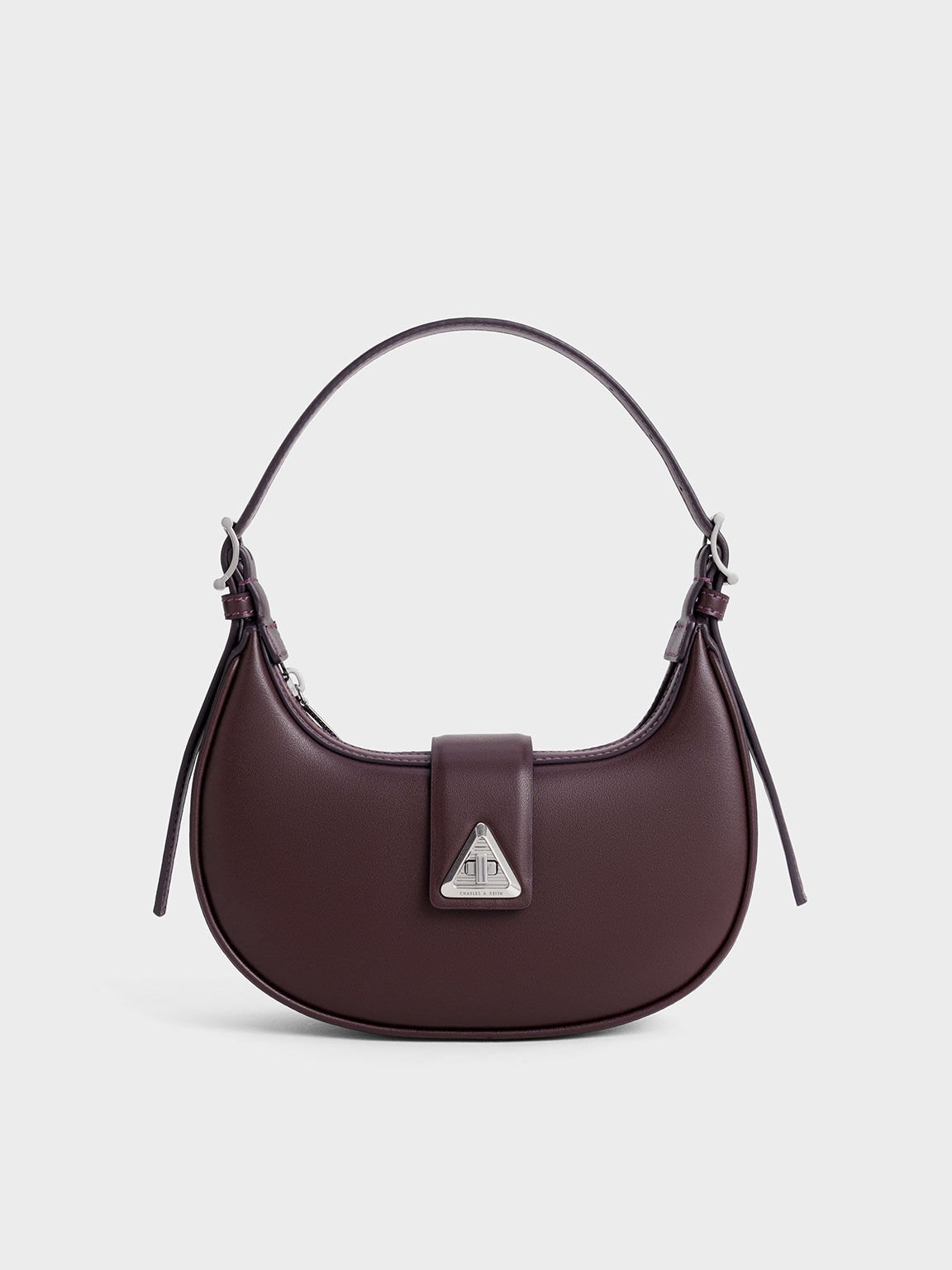 Bolso Trice con tira tipo cinturón y acento metálico, Plum, hi-res