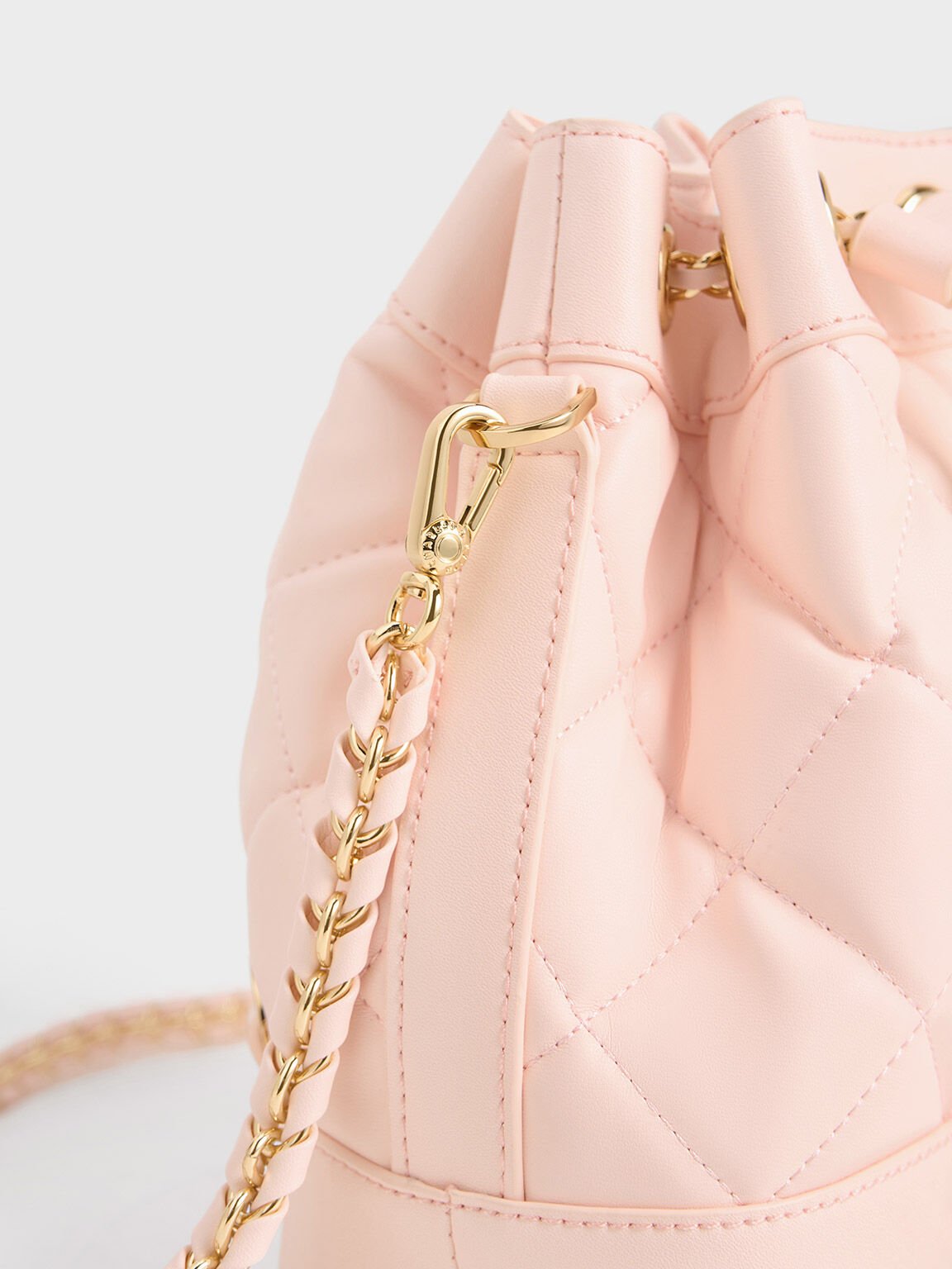 Quilted Two-Way Bucket Bag, Light Pink, hi-res