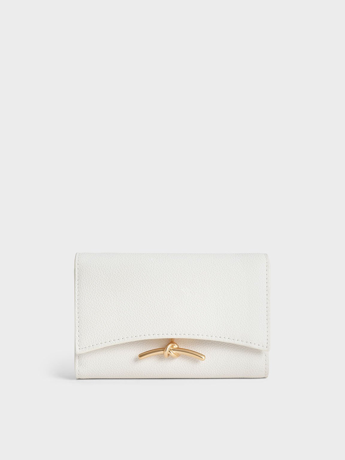 Huxley Metallic Accent Front Flap Wallet, White, hi-res