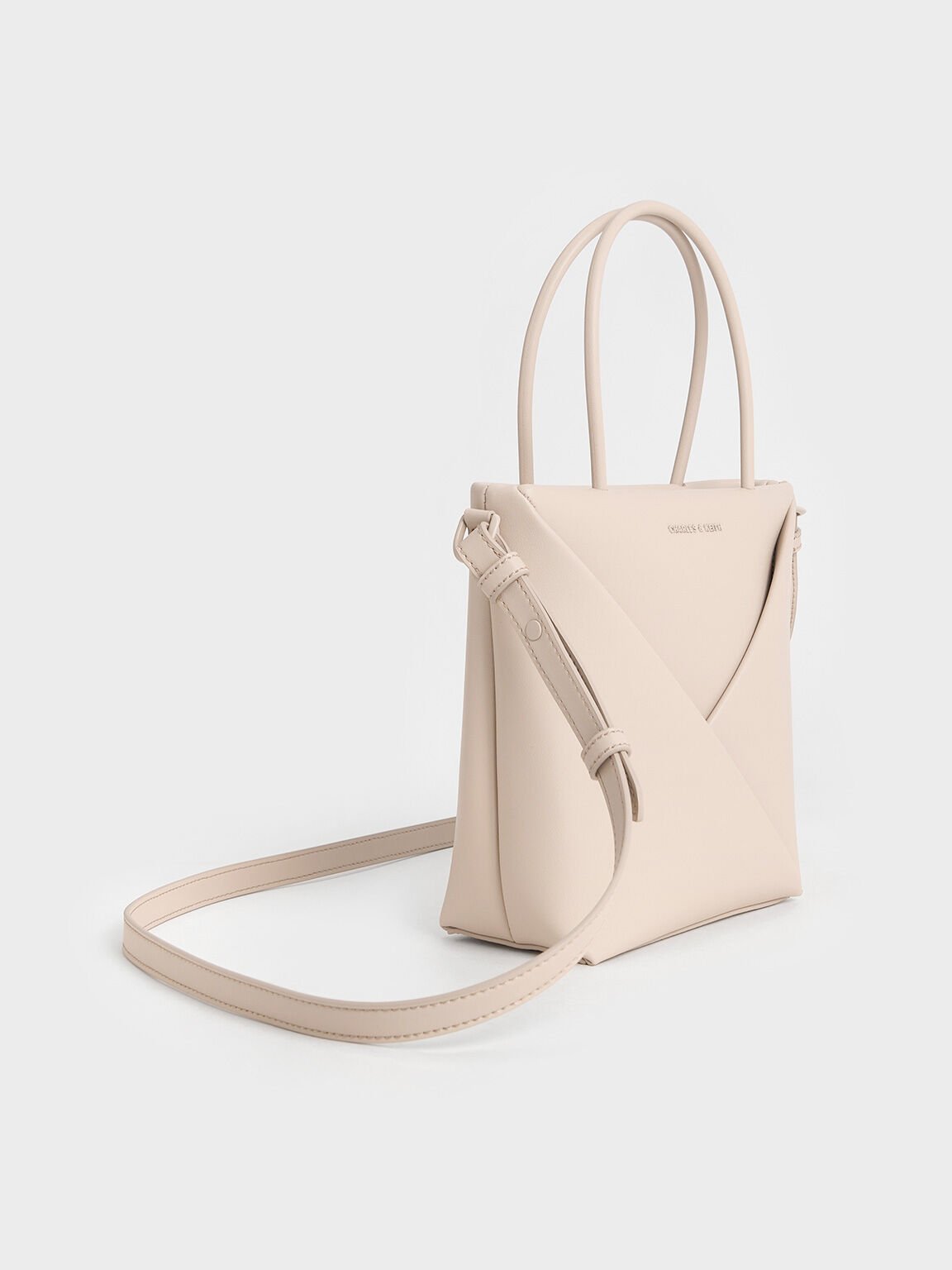 Bolso tote geométrico Midori alargado, Oat, hi-res