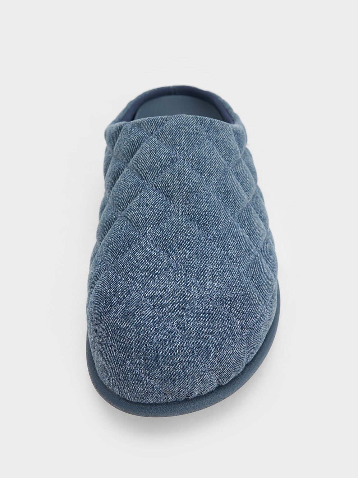 Mules matelassées à détail métallique, Bleu Denim, hi-res