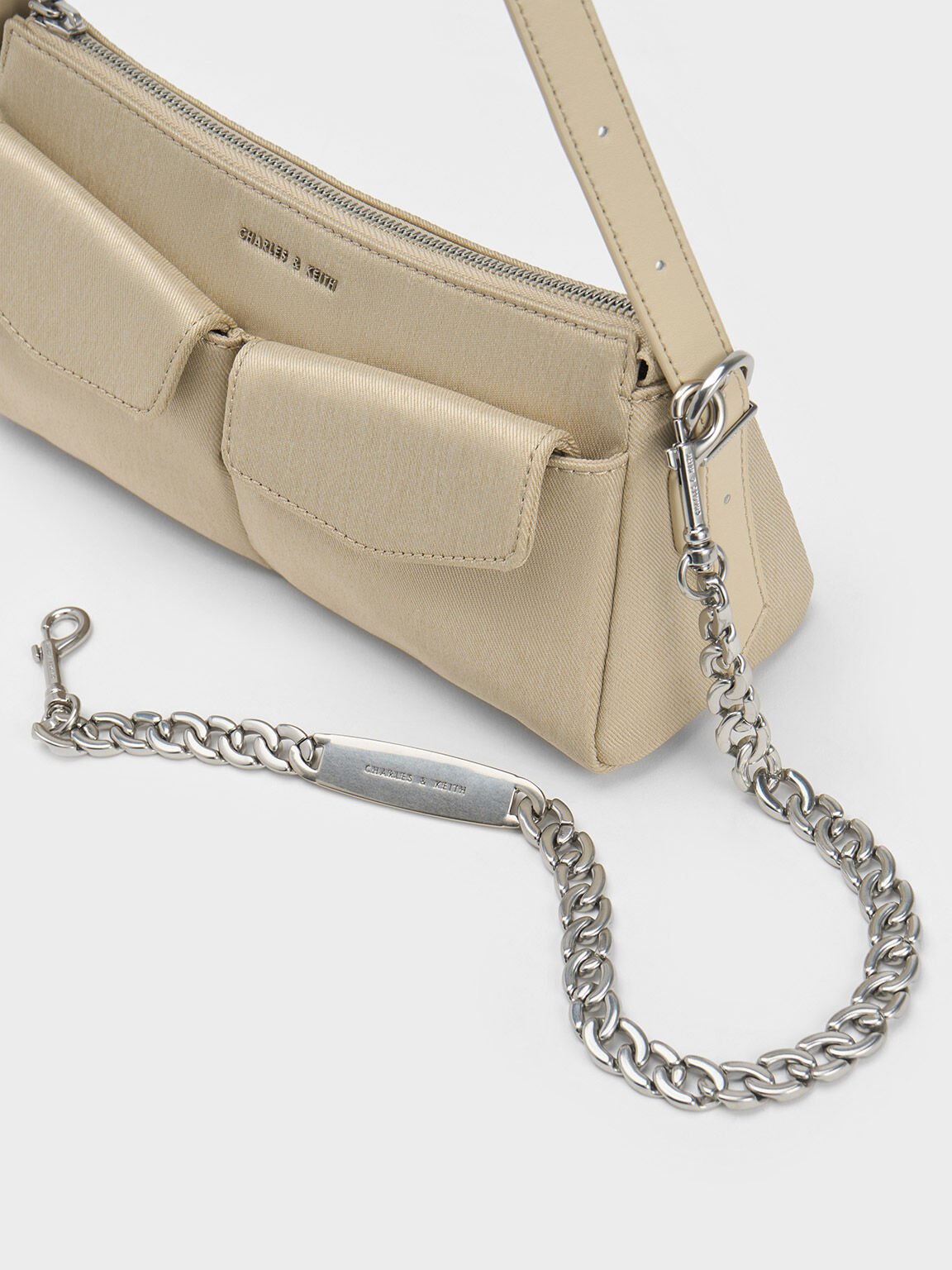 Double Pouch Shoulder Bag, Beige, hi-res