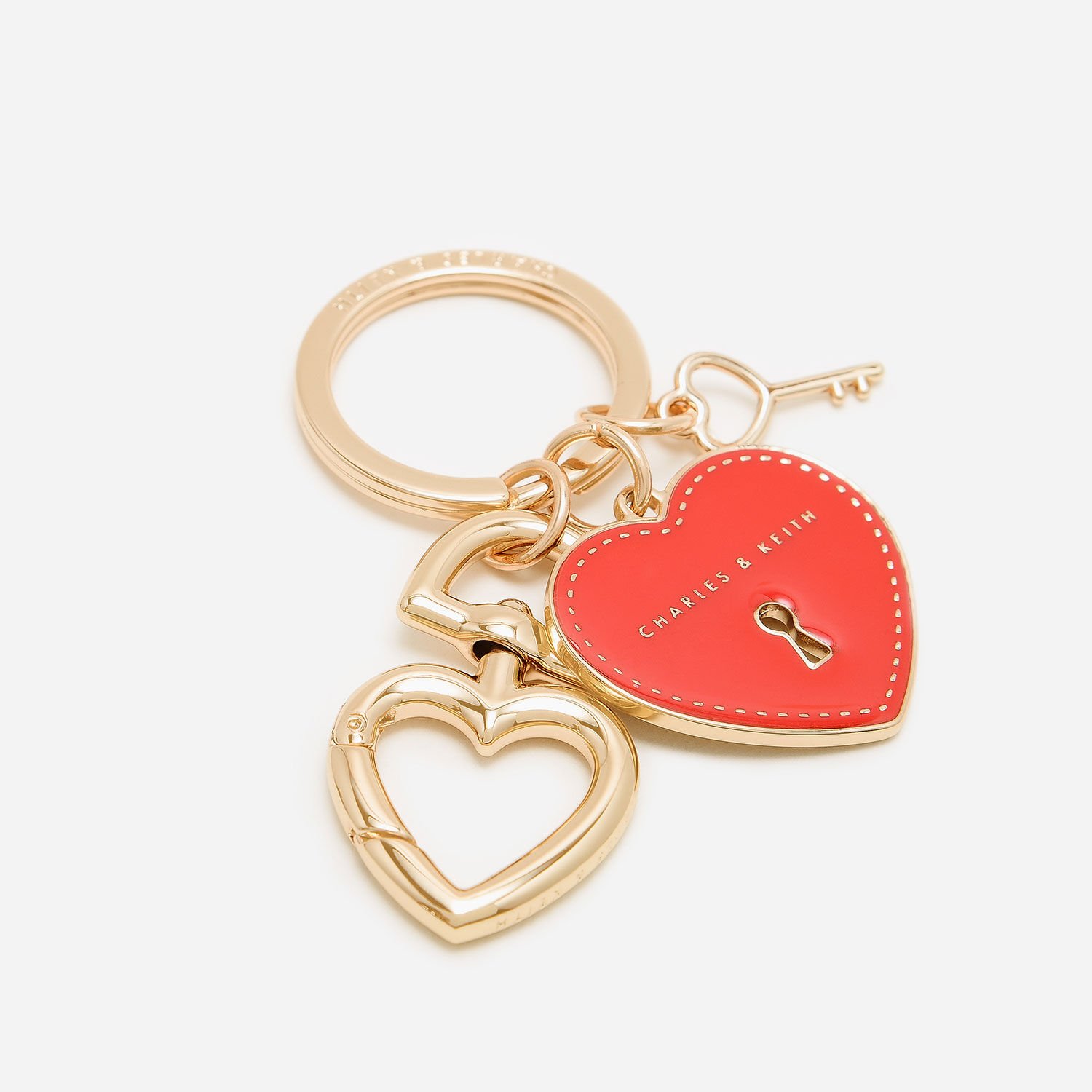 Porte-clés cadenas en forme de coeur, Rouge, hi-res