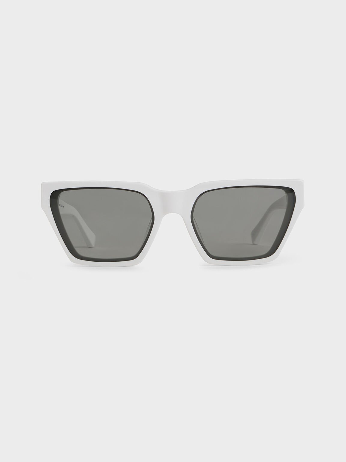 Lunettes de soleil angulaires en acétate recyclé, Blanc, hi-res