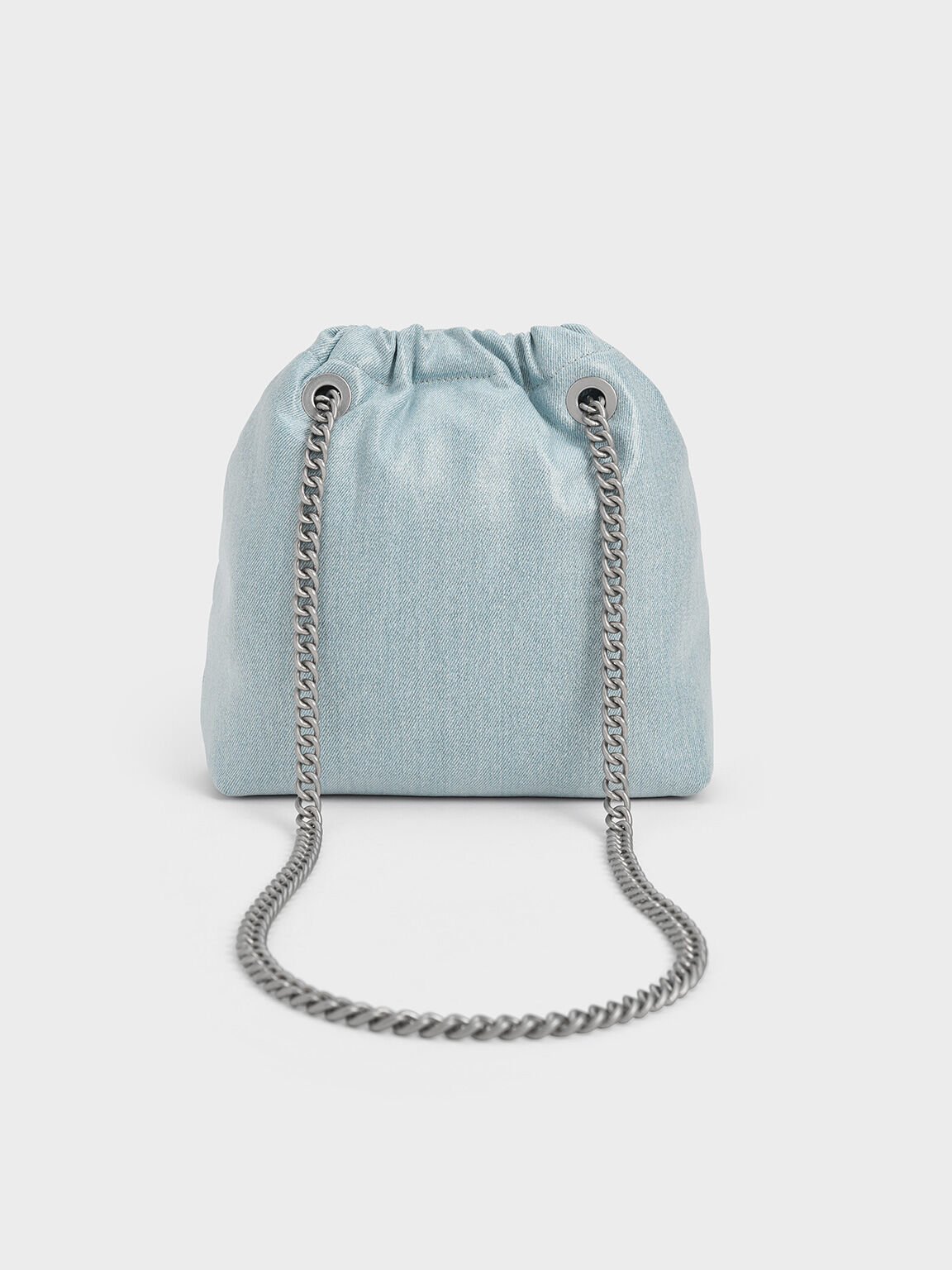 Sac cabas denim à poignée en chaîne Caia, Bleu Denim, hi-res