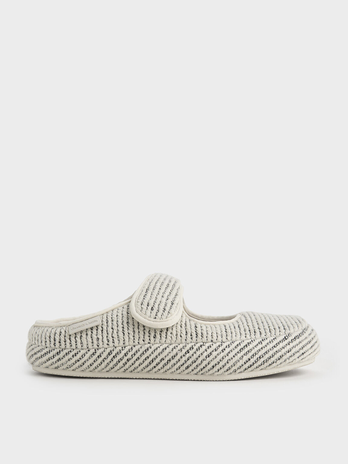 Lumi Striped Slip-On Flats, White, hi-res