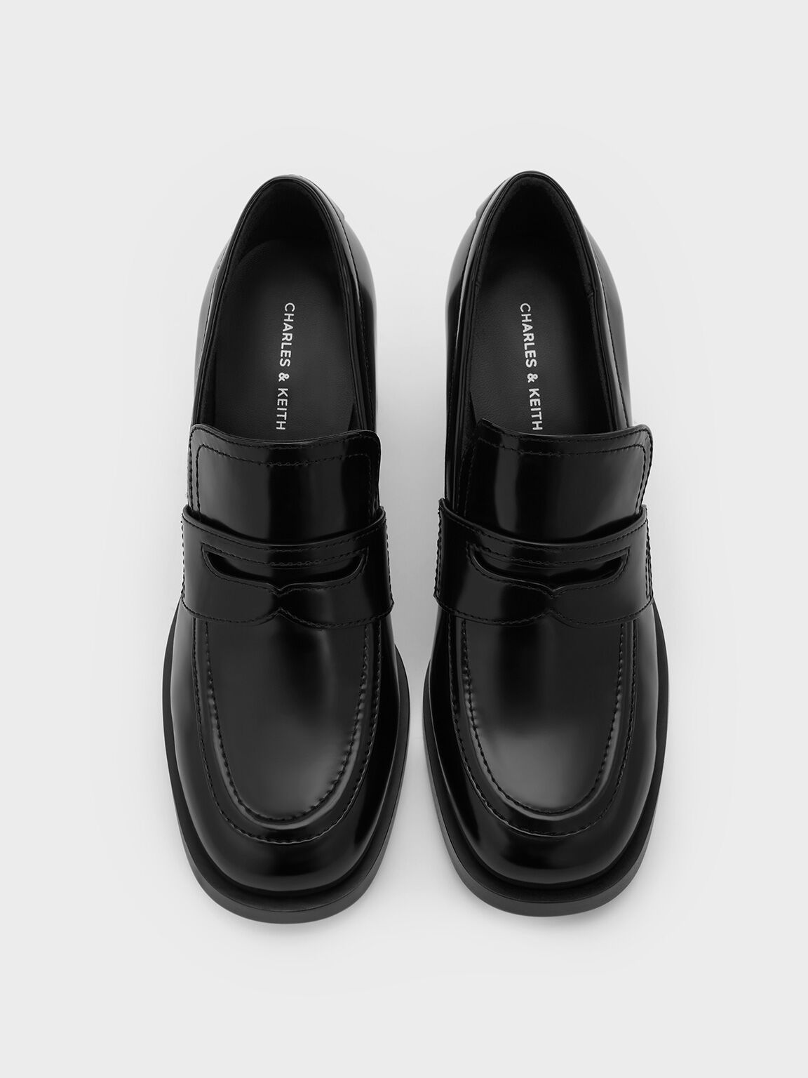 Penny Loafer Block-Heel Pumps, Black Box, hi-res