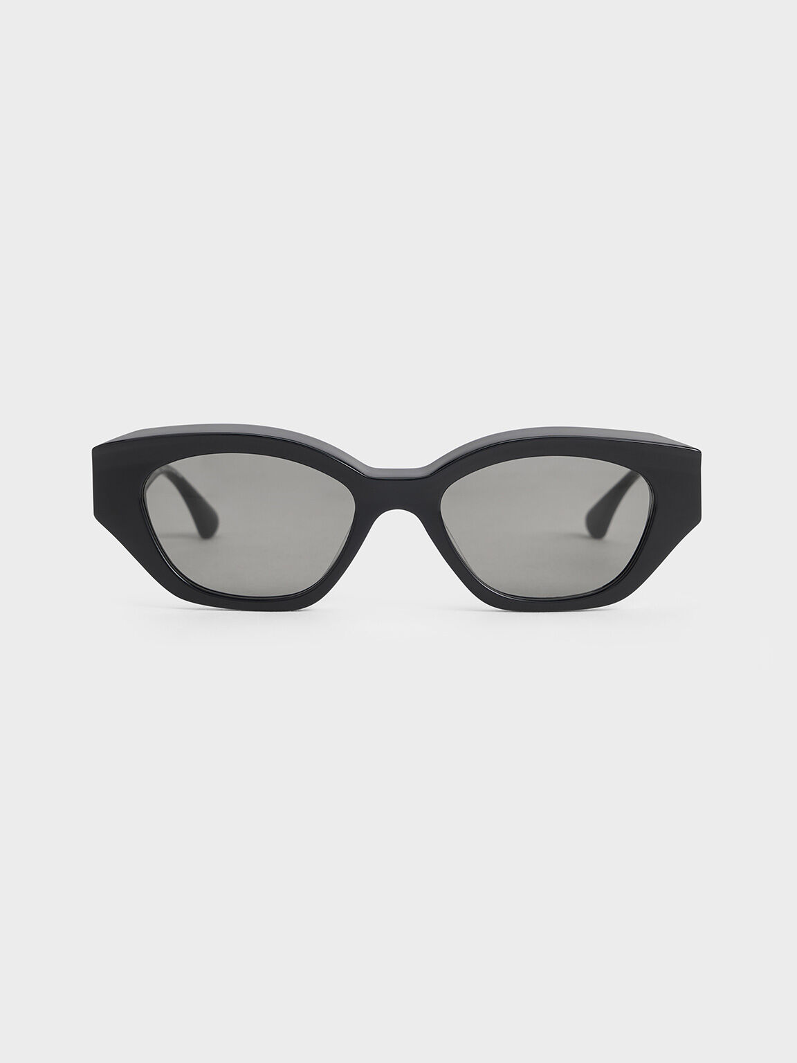 Recycled Acetate Sculptural Cat-Eye Sunglasses, Noir, hi-res