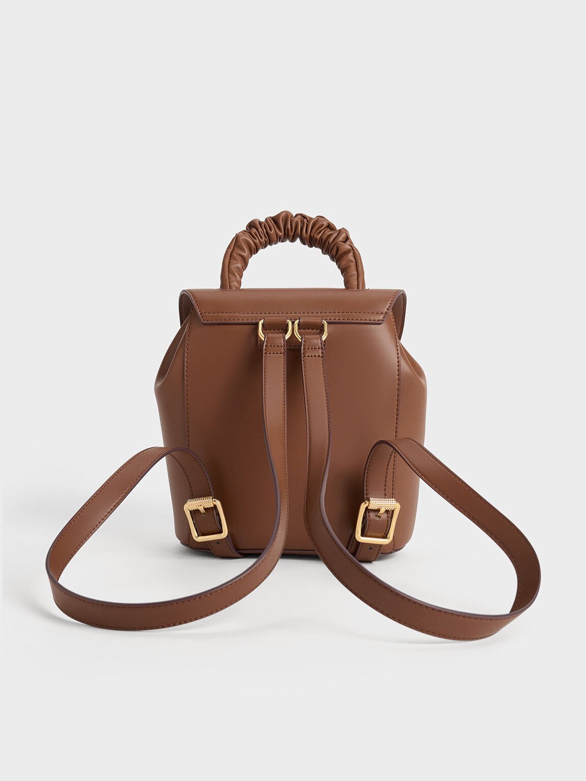 Eve Ruched-Handle Backpack, Chocolate, hi-res