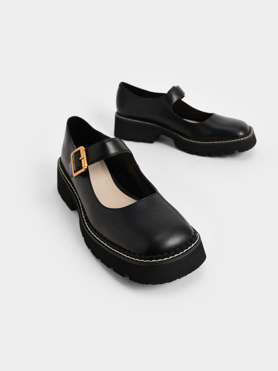 Chaussures Mary Jane à boucle métallique, Noir, hi-res